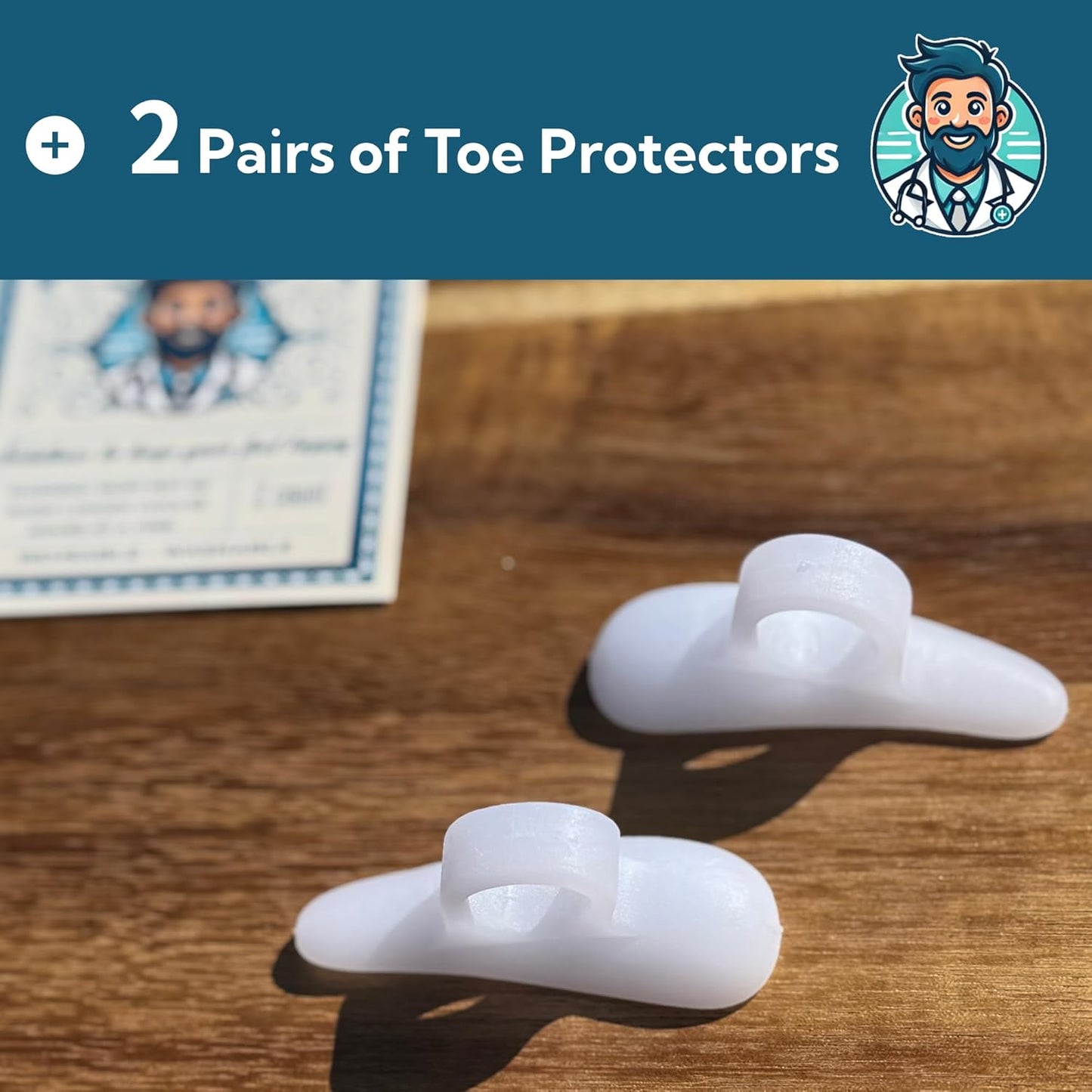 Dr. J's One Step Shop Hammertoe Relief Pads – Podiatrist Recommended Silicone Supports for Alignment and Offloading – 2 Pairs (4-Pack) Soft Gel Cushions for Mallet, Claw, and Bent Toes – Unisex Foot Support