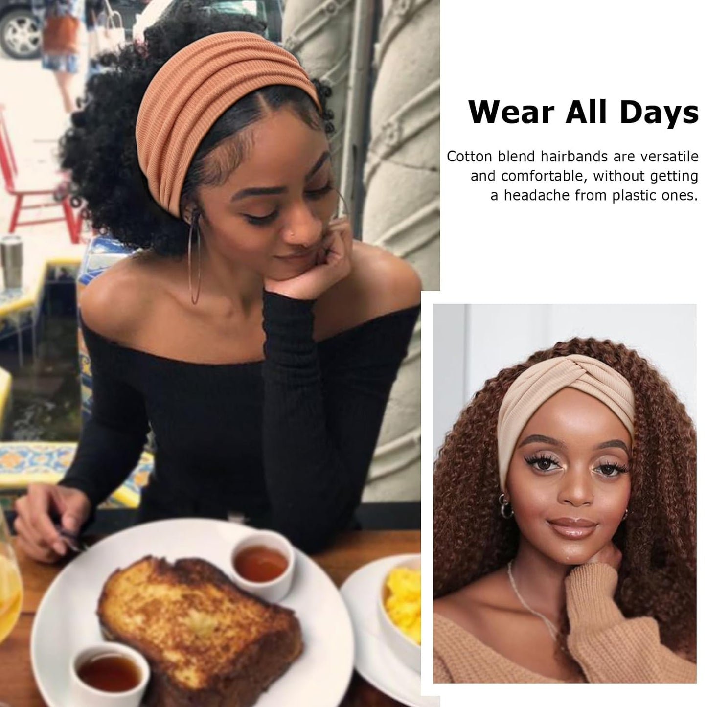 DRESHOW 4 Pack Turban Headbands for Women Wide Vintage Head Wraps Knotted Cute Hair Band Accessories