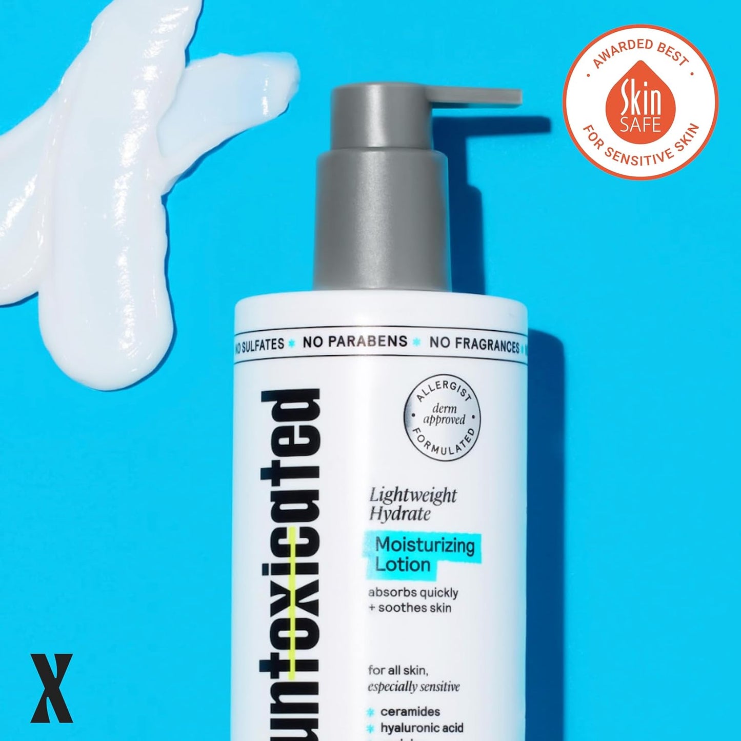 Untoxicated Moisturizing Lotion - Daily Face Moisturizer & Body Lotion for Sensitive Skin - Ceramides & Hyaluronic Acid - No Common Irritants - Non-Comedogenic - Oil-Free - Fragrance Free - 10 Ounce