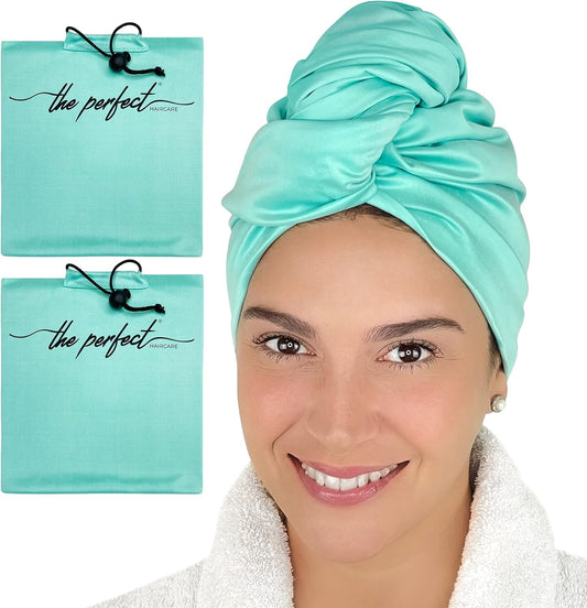 THE PERFECT HAIRCARE Microfiber Hair Large Towels Wrap for Women - Smooth as Silk - Anti-Frizz for Curly, Wavy, Straight Hair Girls - Plopping Essential - Easier to Use Than a T-Shirt - 2 Pack