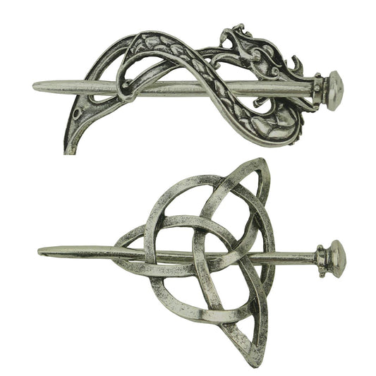 Tinsow Silver 2 Pcs Hair Clip Set, Creative Celtic Hair Slide Hairpins Hair Accessories Hair Claws for Women (Style B S)