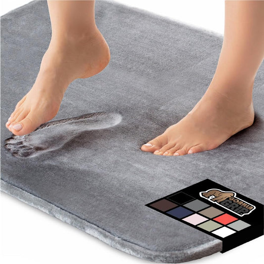 GORILLA GRIP Memory Foam Bath Rugs, Soft Absorbent Velvet Bathroom Mats, Durable Dots on Underside, Machine Washable Bathmat, Carpet Rug Room Decor for Shower Floor, 48x24 Mat, Graphite Gray