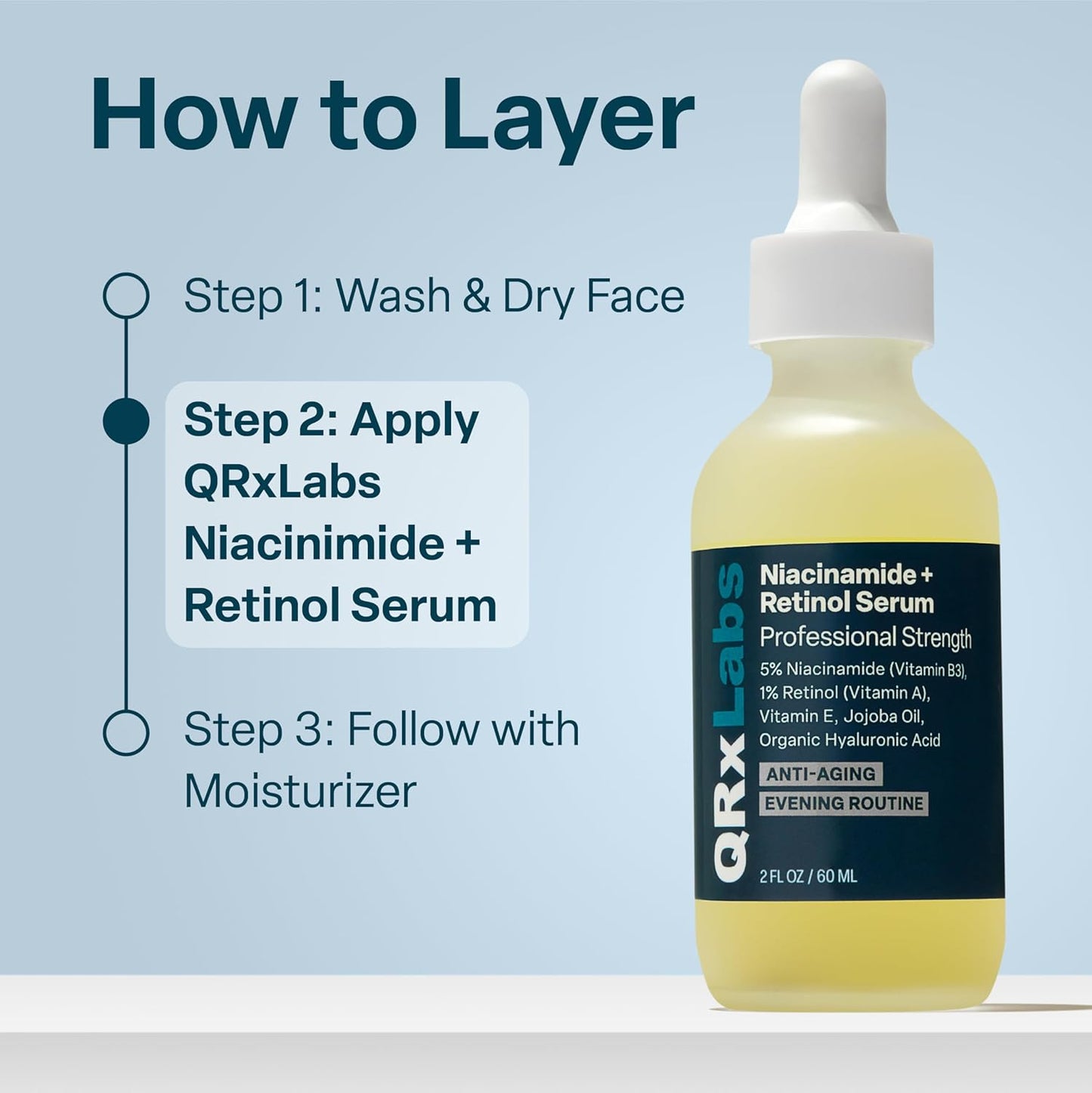 QRxLabs 5% Niacinamide Serum with 1% Retinol & Alpha Arbutin - 2 Fl Oz - Anti-Aging Retinol Serum for Face, Pore Minimizer & Wrinkle Reducer