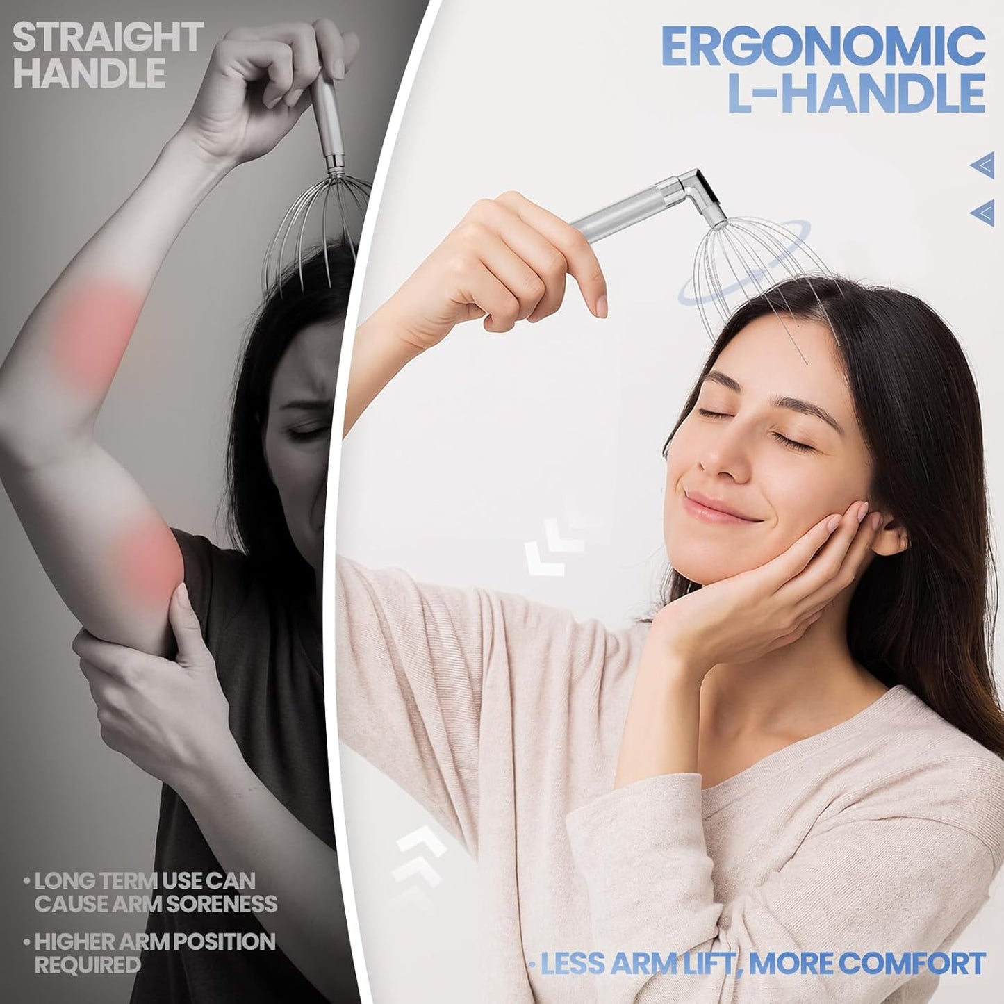 Head Massager Scalp, Vibrating Electric Scalp Massagers, Battery Powered Head Scratchers Massager Whisk Hair Massage Relax Tool with 20 Metal Fingers for Stress Relief, ldeal Gift for Women & Men