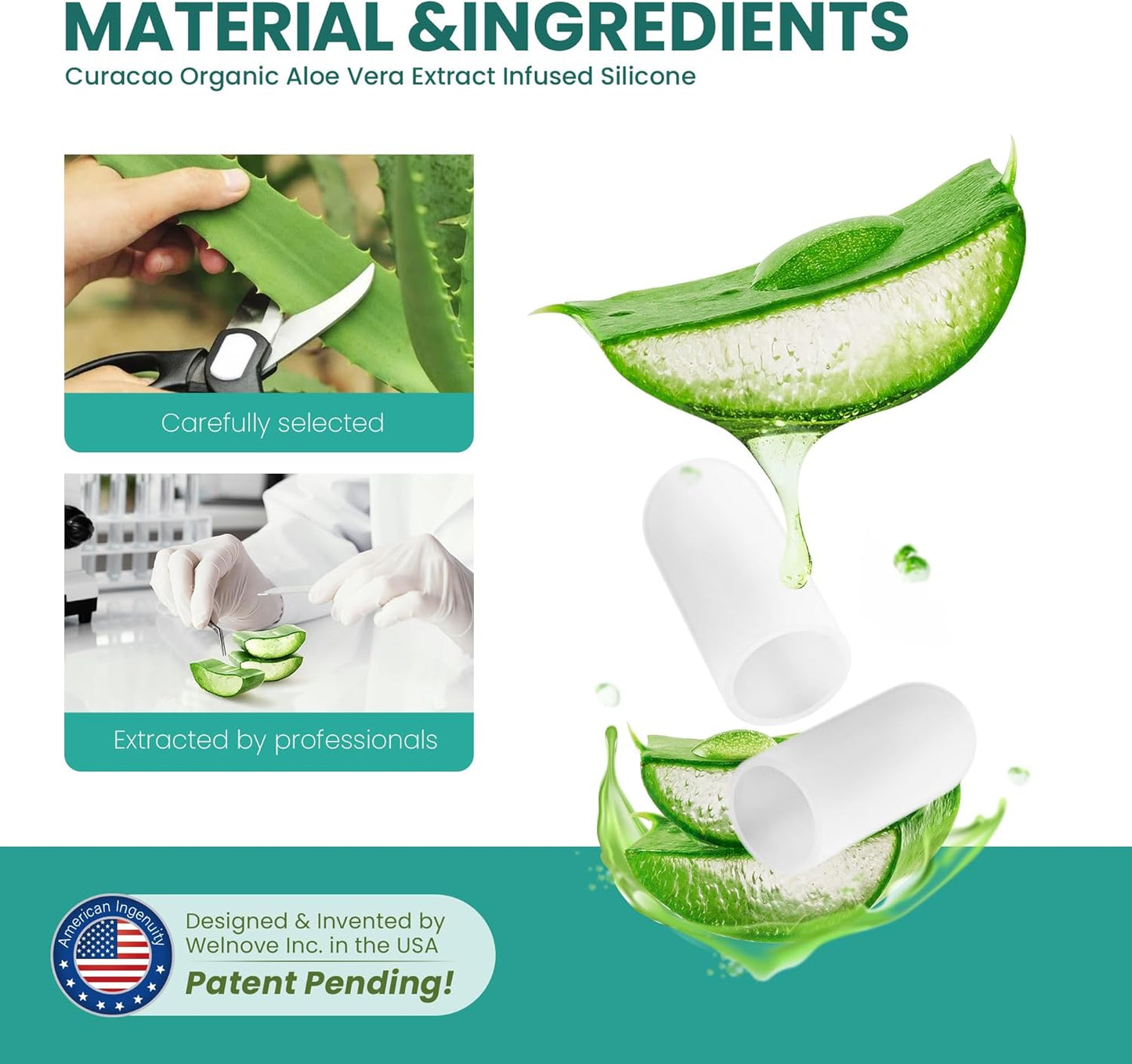 Welnove Gel Toe Cap and Protector - Silicone Toe Covers - Toe Cushions for Pain Relief, Missing or Ingrown Toenails, Corns, Calluses, Blisters - Infused Aloe Vera Extract (4 Large + 8 Medium, Clear)