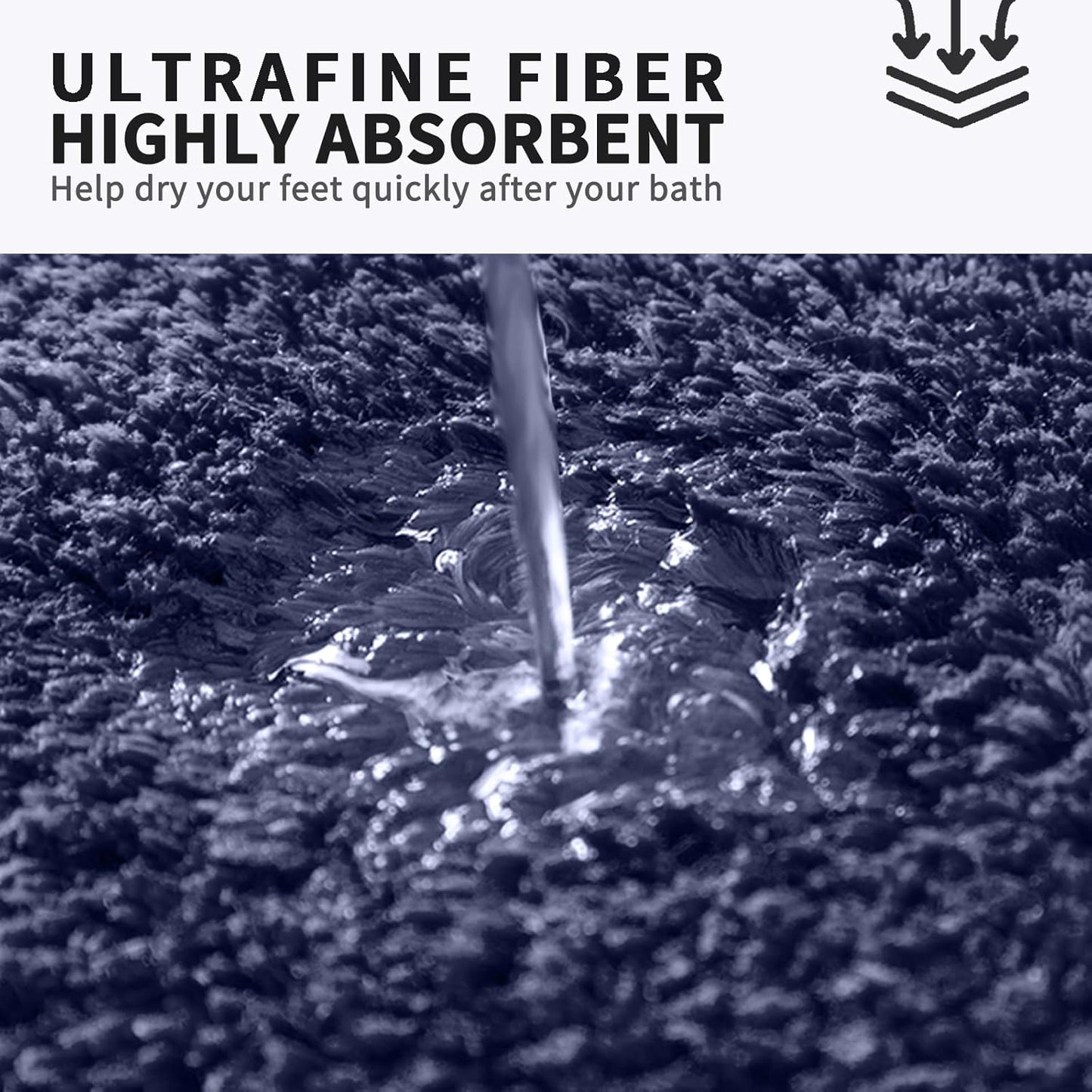 FIFU Bathroom Rugs 17" W x 24" L, Bath Mat for Bathroom, Bedroom, Laundry Room & Kitchen, Non-Slip Rubber Latex Backing, Extra Soft and Absorbent Microfiber Carpet, Machine Washable Rug, Navy Blue