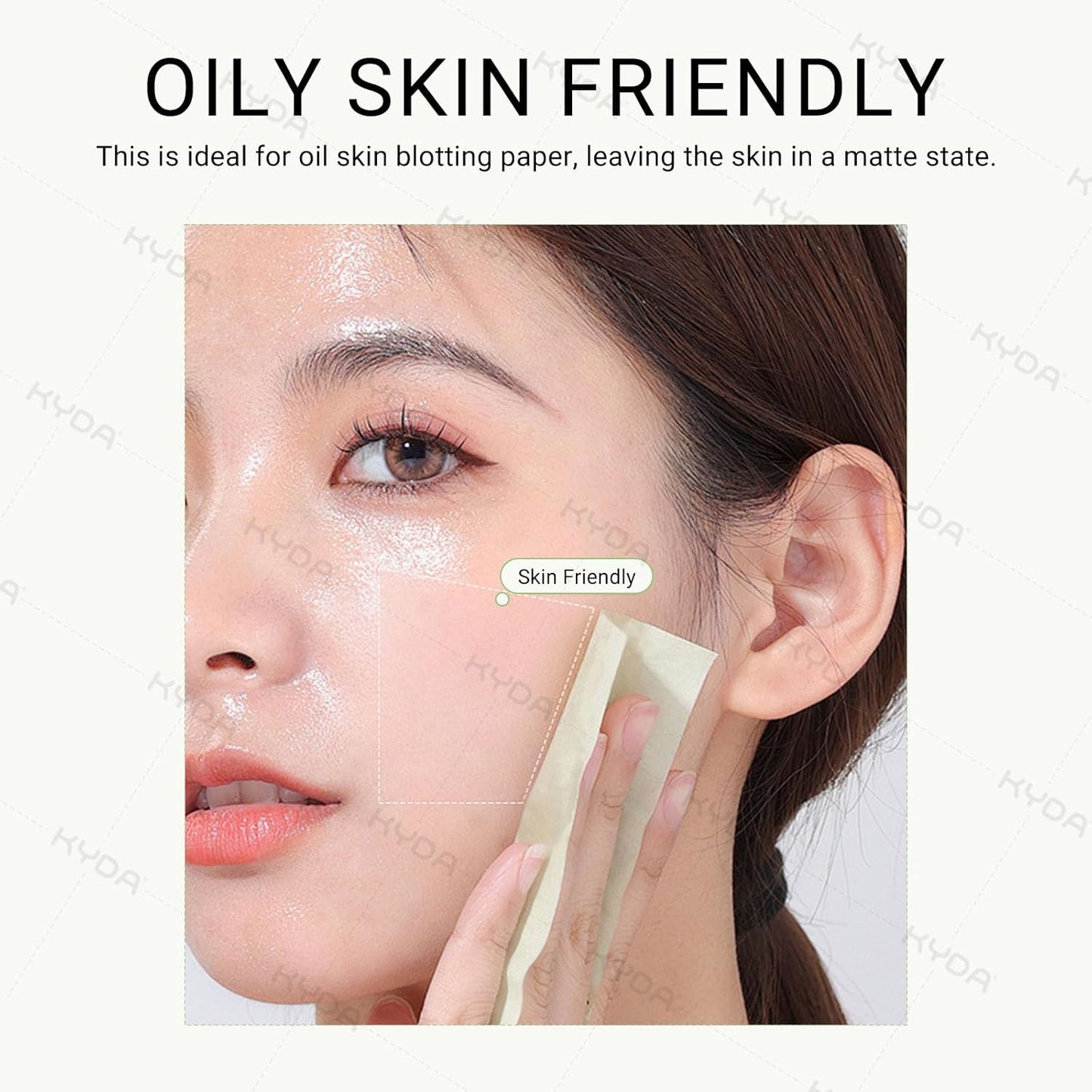 KYDA 200 Sheets Face Oil Blotting Paper, Included Refills, Mirror and Puff, Oil Absorbing Sheets for Makeup, Oil Control Shine, Absorb Excess Oil, Travel Size Gentle Face Makeup, Green Tea