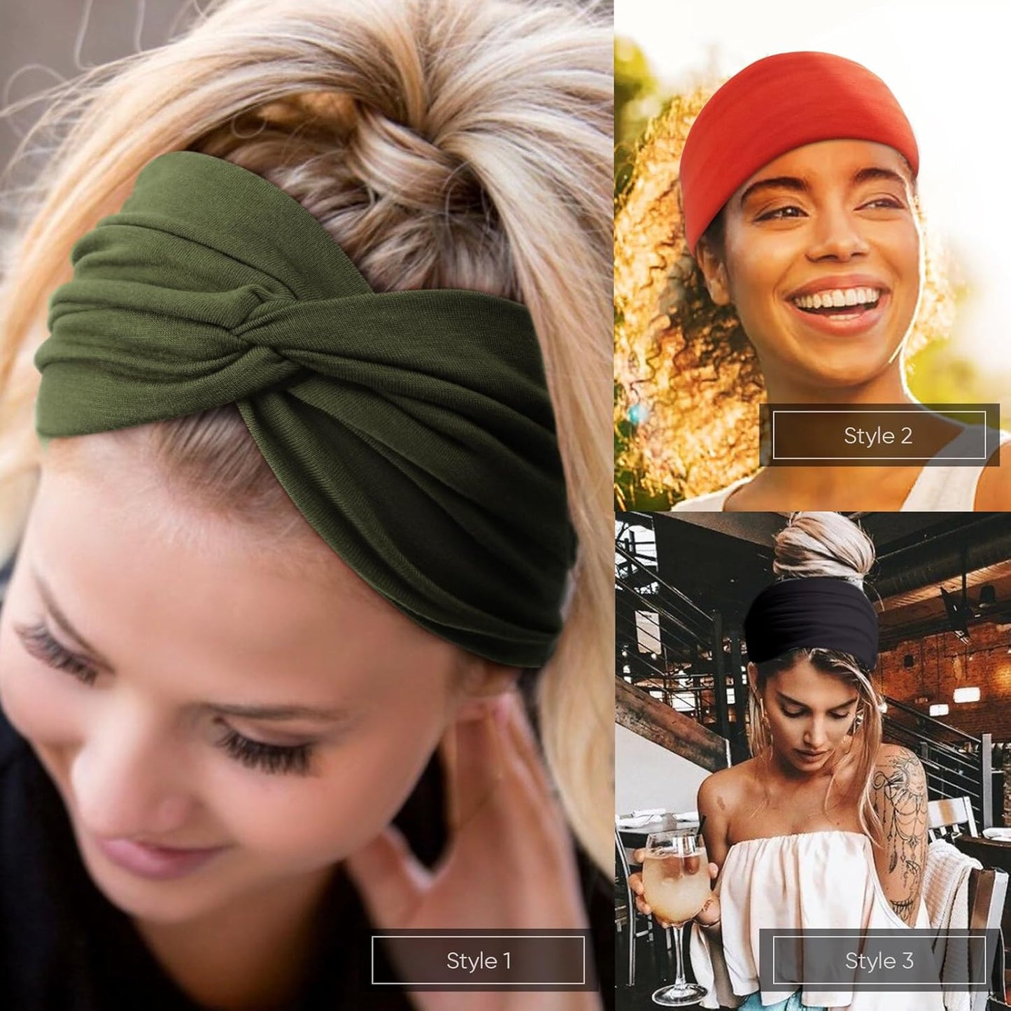 DRESHOW 4 Pack Turban Headbands for Women Wide Vintage Head Wraps Knotted Cute Hair Band Accessories