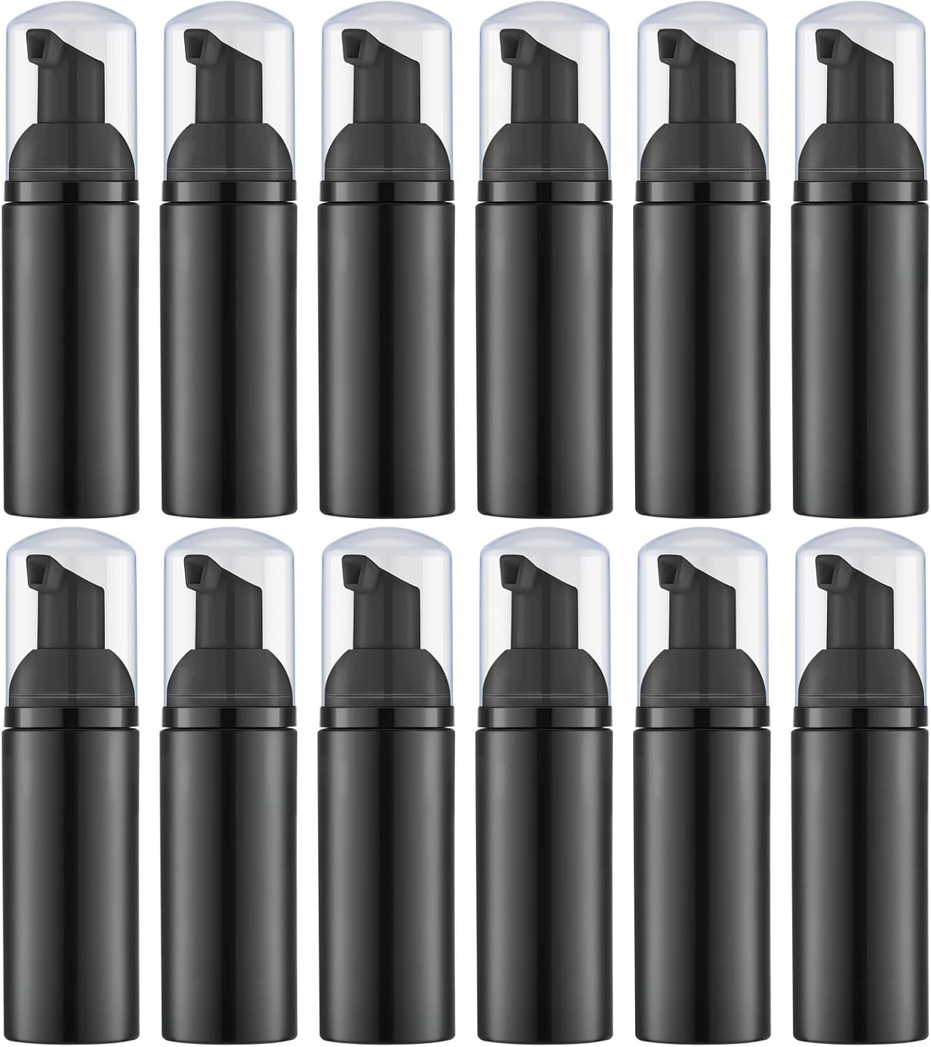 2 Oz Black Foam Soap Bottle Empty Travel Foaming Dispenser for Hand Soap,Lash Shampoo,Body Wash(12 PCS, Black Pump)