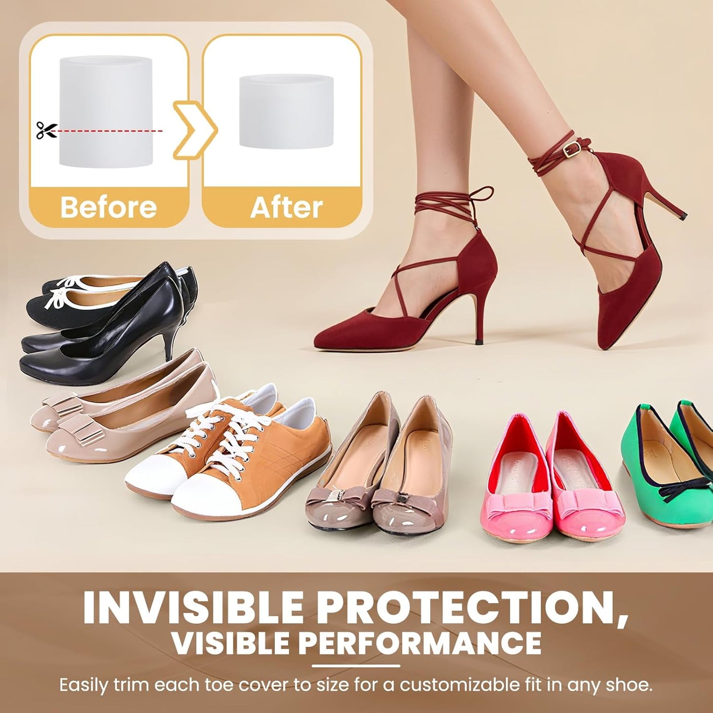 Pnrskter Silicone Toe Protectors - (12pcs for M Size) Toe Sleeve, Toe Caps for Hammer Toes, Overlapping Toes, Blisters, Calluses, Corns,Toenails Loss