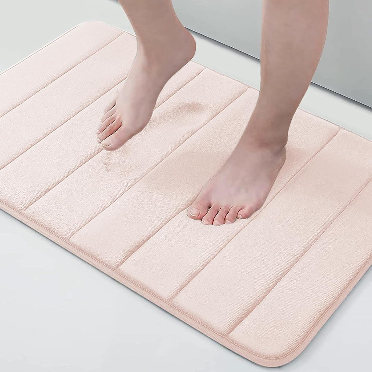 Buganda Memory Foam Bath Mat, 24" x 16", Ultra Soft and Non-Slip Bathroom Rugs, Water Absorbent and Machine Washable Bath Rug for Bathroom, Shower, and Tub, Pink