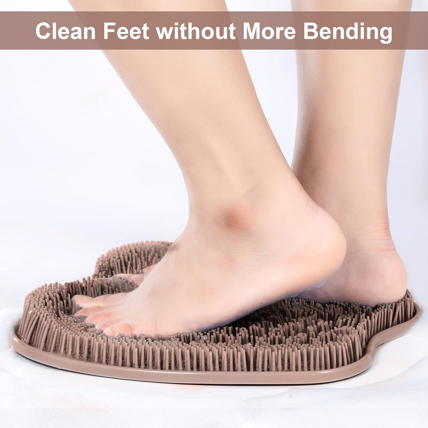 BESKAR Shower Foot Scrubber Mat with Non-Slip Suction Cups, Foot Spa Brush for Cleaning & Exfoliating Your Feet No Bend, Foot Points Reflexology Mat for Relax Your Feet