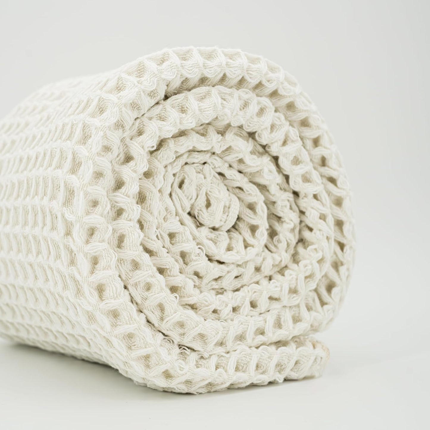 Luxury Japanese Cotton Silk Waffle Bath Towel | Plush, Absorbent, and Quick Dry (Shell White, Face Towel, 16" x 16")