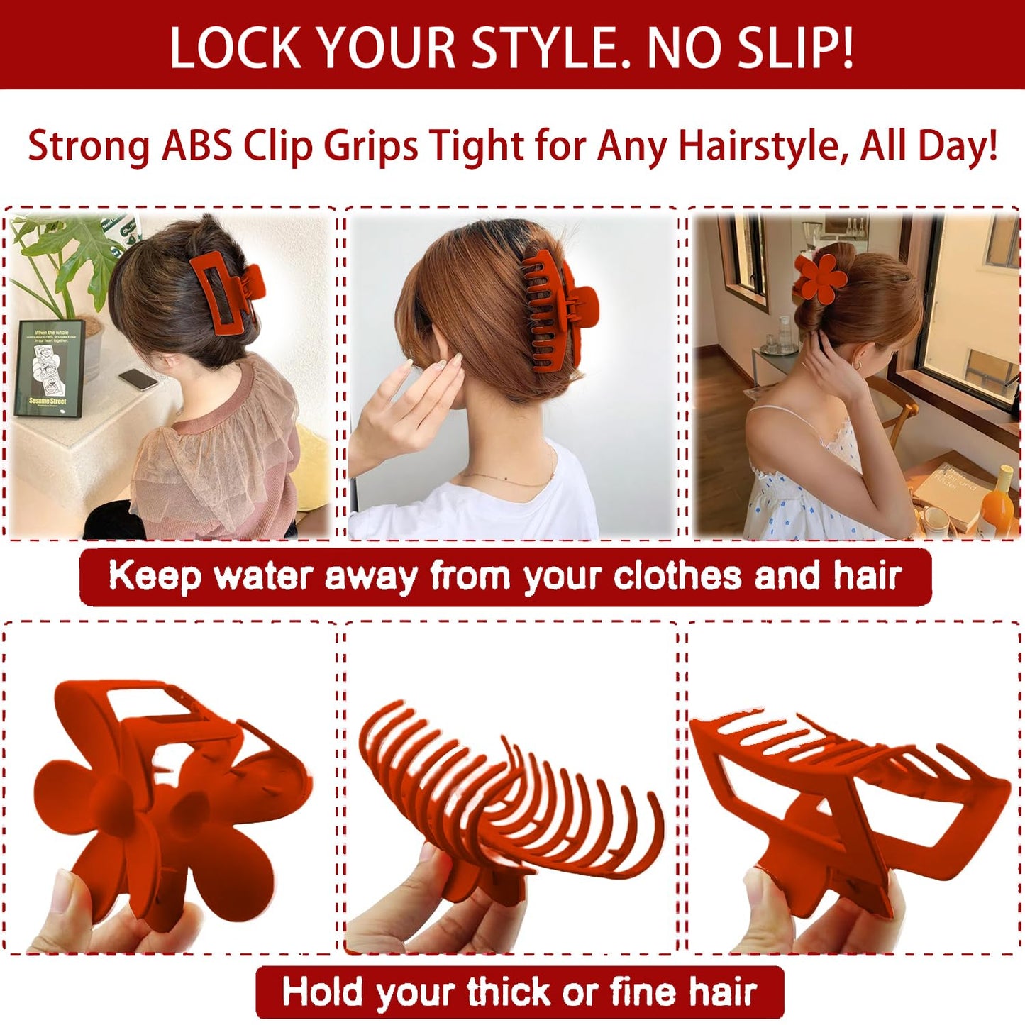 16pcs Skincare Headband Set, Headband Set for Face Washing Spa and Makeup, Including 1 Hairband, Wristband, 3 Hair Claw Clips and 10 Hair Ties, with Box, Gift for Women and Girls, Red