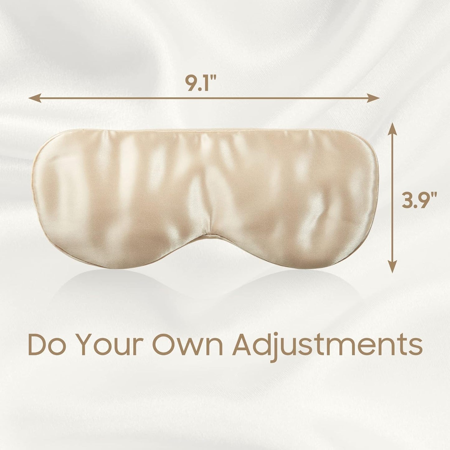 Sleep Mask 100% Mulberry Silk for Light Blocking, ZOESMIEN Eye Mask for Women Men Side Sleeper, Puffiness Dry Eyes Headache, Adjustable Strap, Christmas Gift Package, Champagne Gold