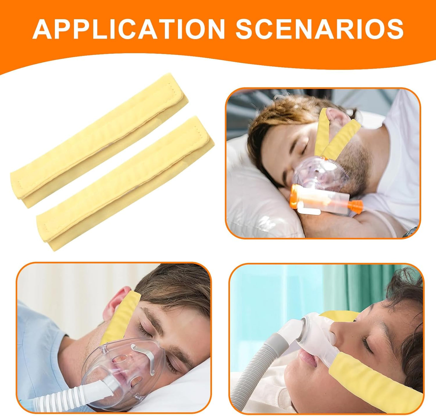 6 Pack Satin Strap Covers Breathable Strap Cushions Work for Most Headgear Straps Can Reduce The Tracks On The Face Made of Soft Fabric Face Pads (Yellow)