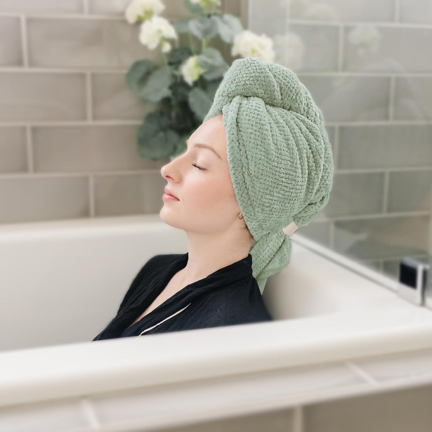 2 Packs Large Microfiber Hair Towels for Women, Super Absorbent & Quick Dry Hair Towel Wrap for Curly Hair Long & Short Hair- Anti-Frizz Hair Turbans for Wet Hair - 27.5''*39.4''