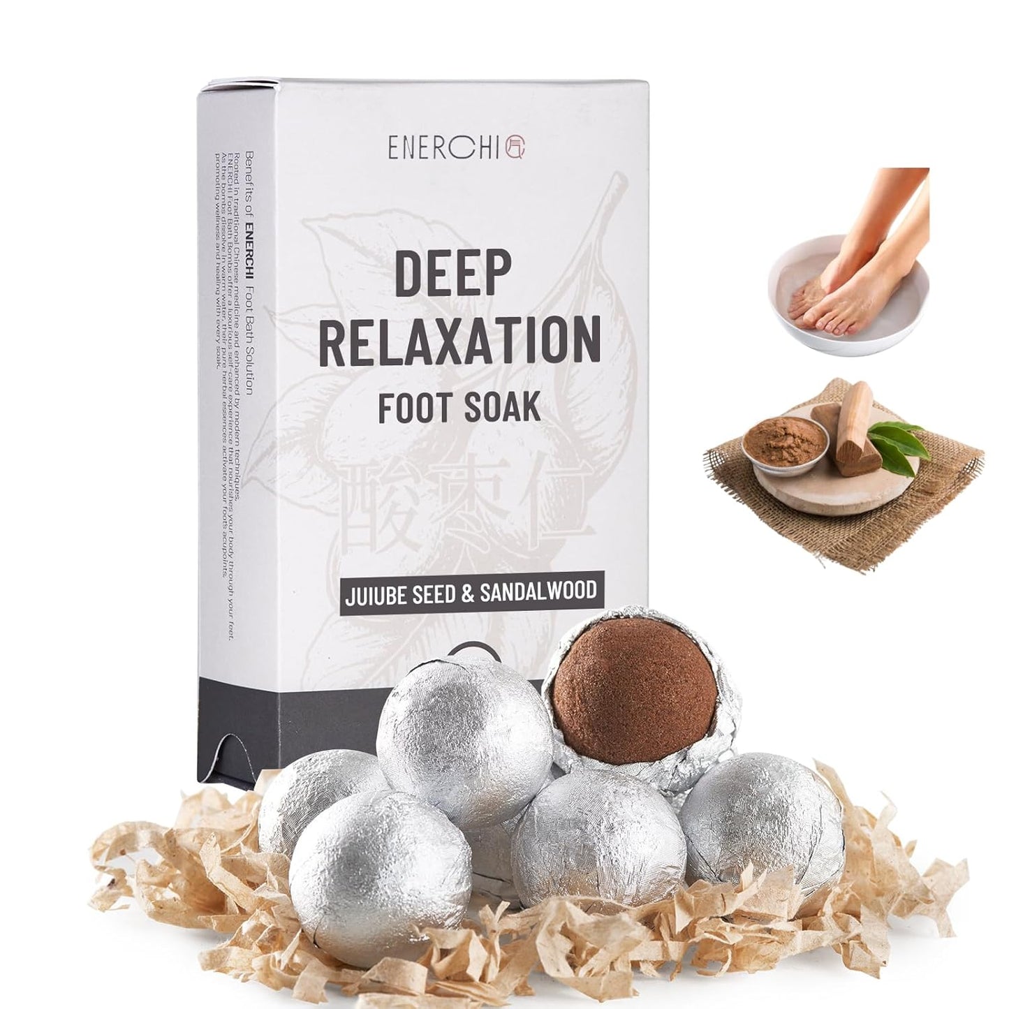 Deep Relaxation Herbal Foot Soak, Soothes Tired Feet, Stress Relief, Natural Jujube Seeds & Sandalwood, Soothing Foot Spa Soak, Night Calming Herbal Foot Bath for Home Wellness Routine