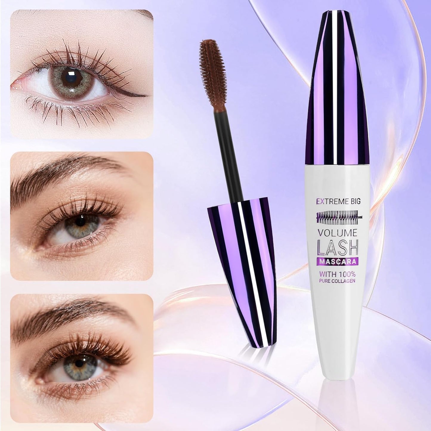 2PCS Brown Mascara for Eyelashes, 5D Colored Mascara 【Waterproof】【Natural Curling】【Lengthening Curling rimel de pestañas Volume】for Women Eye Makeup Cosplay & Parties