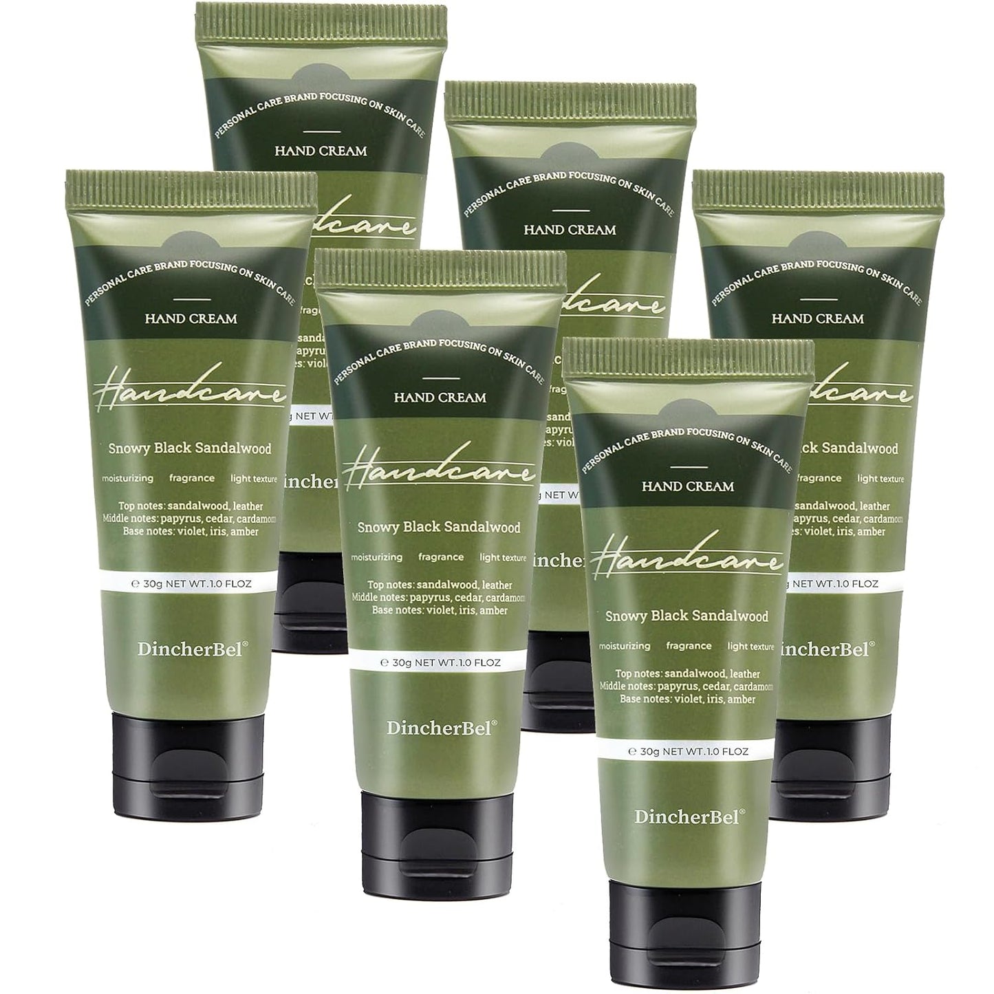 6 Pack Travel Size Hand Cream Set - 1 oz Moisturizing Lotion for Dry Cracked Hands, Snowy Black Sandalwood Scented Hand Lotion Gift for Women, Nurses, Teachers, Bridesmaids Gifts