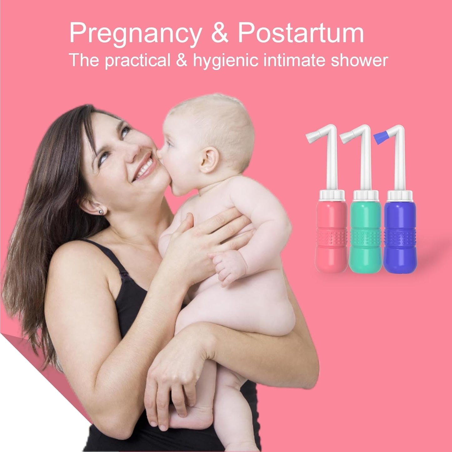 2Pcs-Pack Blue+Pink 10oz Travel Bidet Peri Bottle for Postpartum & Perineal Care,300ml Portable Bidet for Personal Hygiene Cleaning