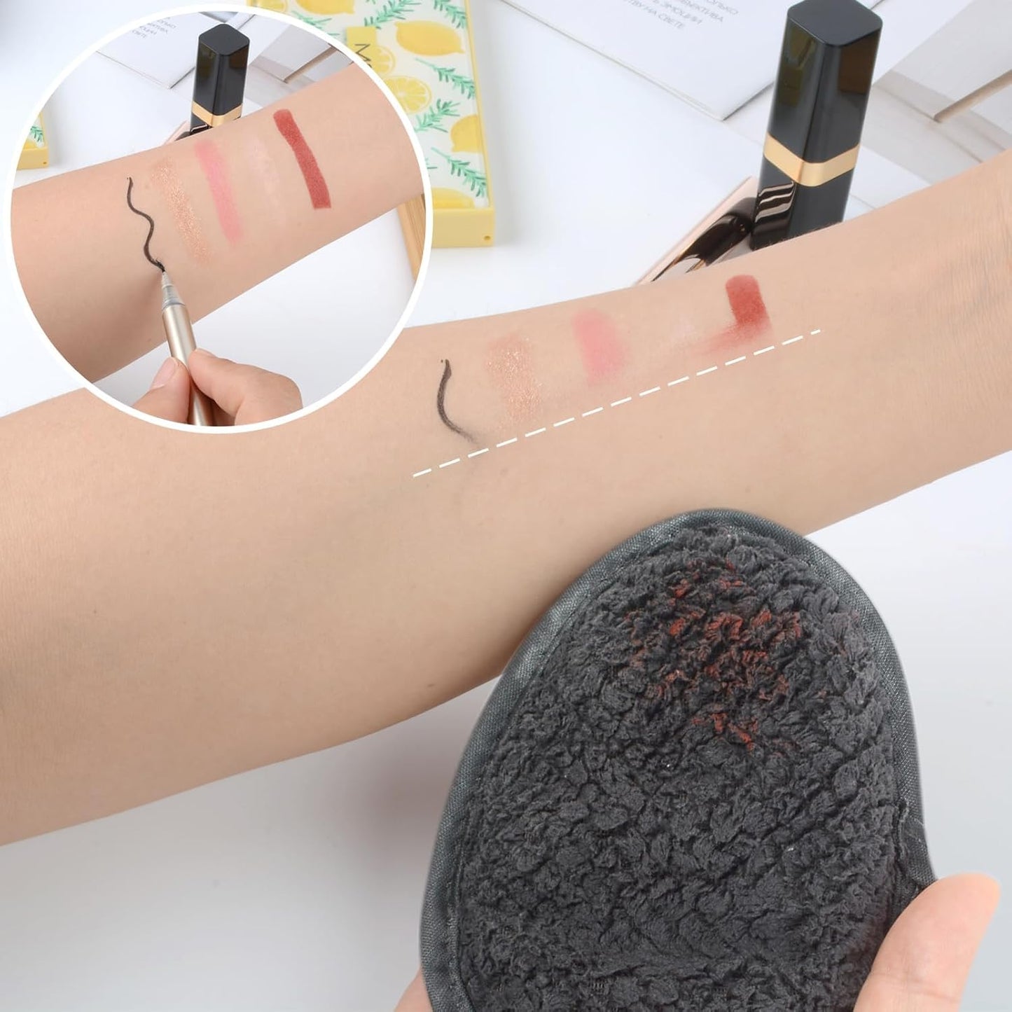 SINLAND Reusable Makeup Remover Pads For Face,Eye,Lips Microfiber Gentle Facial Cleansing Cloths for All Skin Types Friendly for Makeup Remover With Laundry Bag 5.1inchx3.93inch Gray Pack of 12