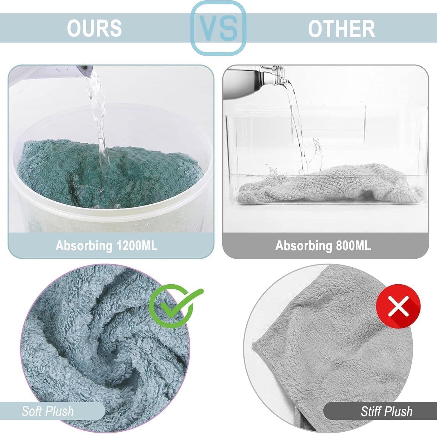 3 Pack Microfiber Hair Towel Wrap for Women, Fast Drying Hair Turban with Button, Anti-Frizz Large Hair Towel for All Hair Styles, Soft & Absorbent Hair Drying Towel