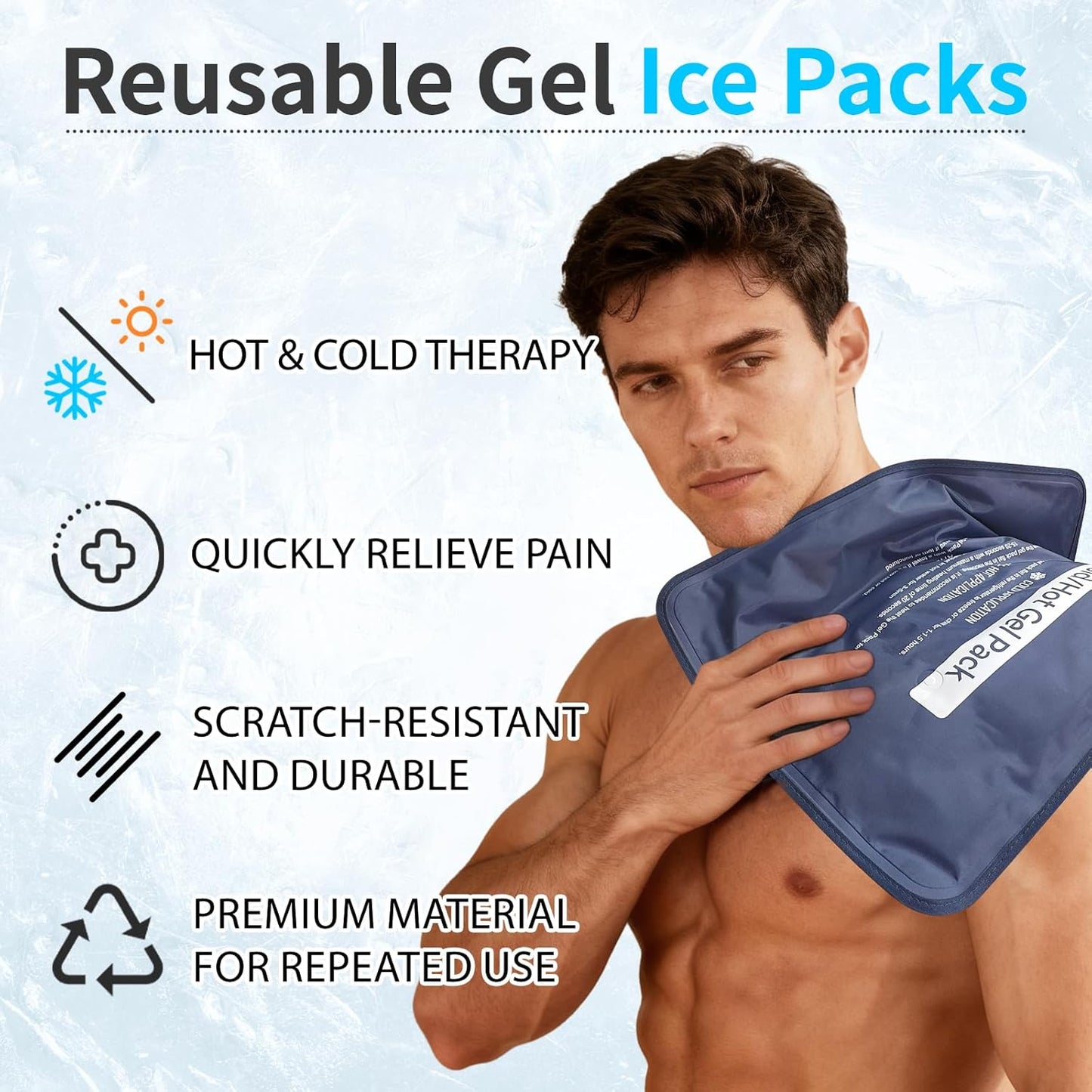 Hot & Cold Gel Packs for Pain Relief 12x16 Inch Ice Packs Reusable Blue Cold Packs for Swelling, Bruises, Injuries, Surgery, Toothache
