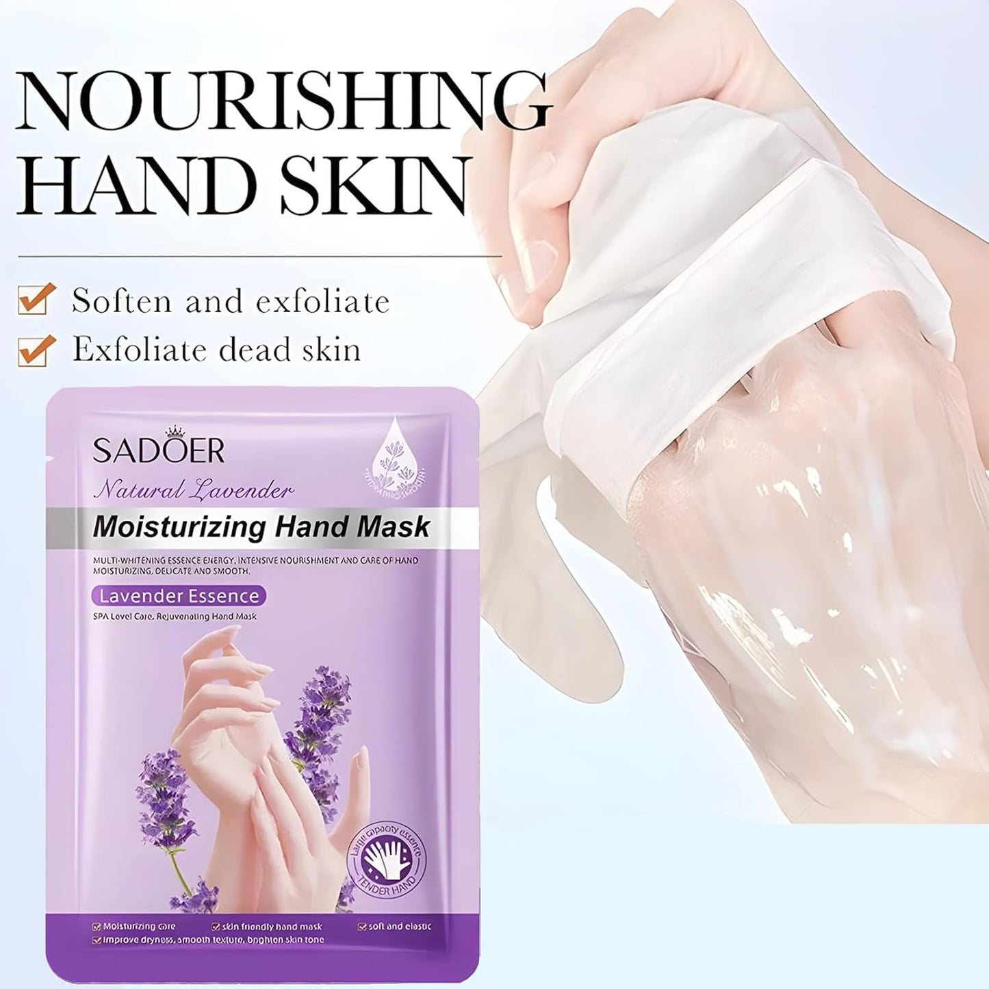 Chicwe 30 Pairs of Hand Masks Moisturizing Glove, Hydrating Hand Masks for Dry Peeling Hands, Exfoliating Collagen Gloves for Smooth Hands (Lavender)