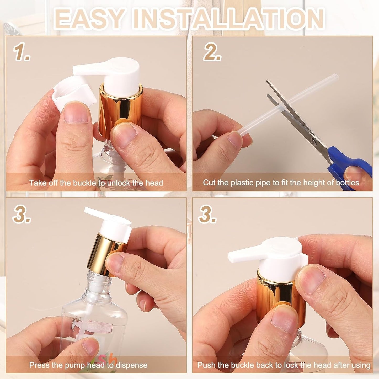 uxcell 2 Pcs Soap Dispenser Pump Heads, Hand Soap Dispensers Top Pumps Replacement Clip-on Pumphead for Standard 24/410 Neck Size Bathroom Lotion Shampoo Bottle, White