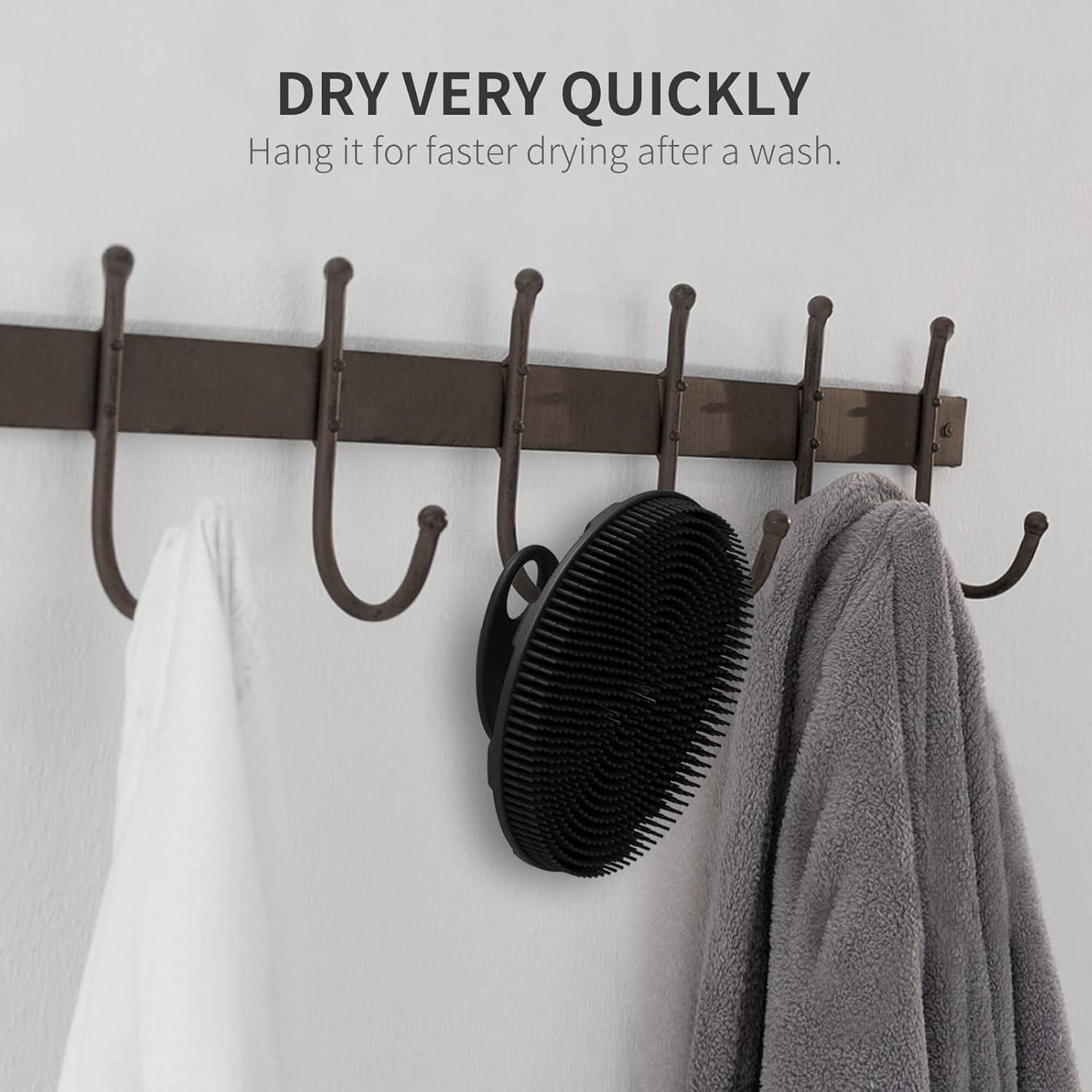 Silicone Body Scrubber, BEAUTAIL Shower Bath Scrubber, More Hygienic Than Traditional Loofah, Lather Nicely, Long Lasting, Gentle Exfoliating Brush for Women Men Baby Sensitive Skin, 1 Pack, Black