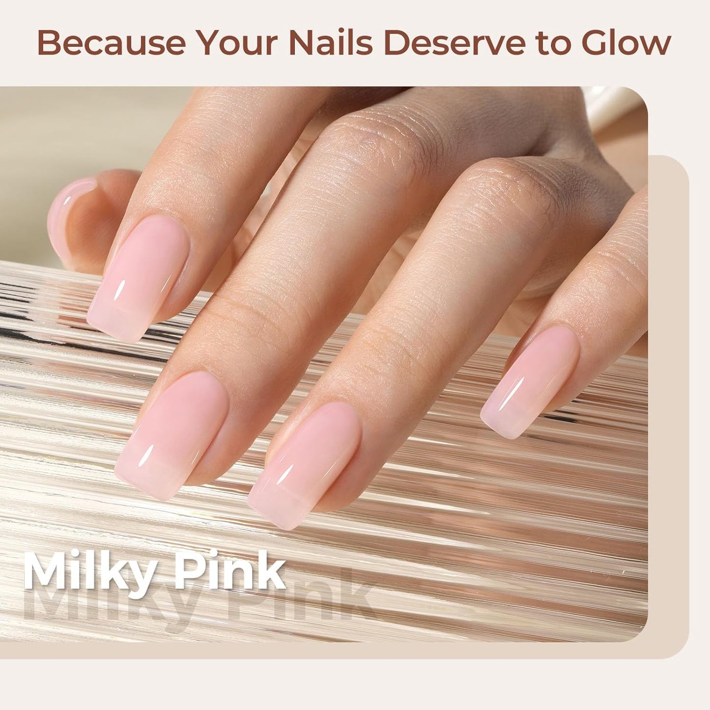 AILLSA Milky Pink Gel Nail Polish Natural Nude Jelly Gel Polish Light Color Translucent Nude Polish Sheer Pink Neutral Nails Soak Off U V Gel for French Manicure Nail Salon at Home 0.51 Fl Oz/GB90