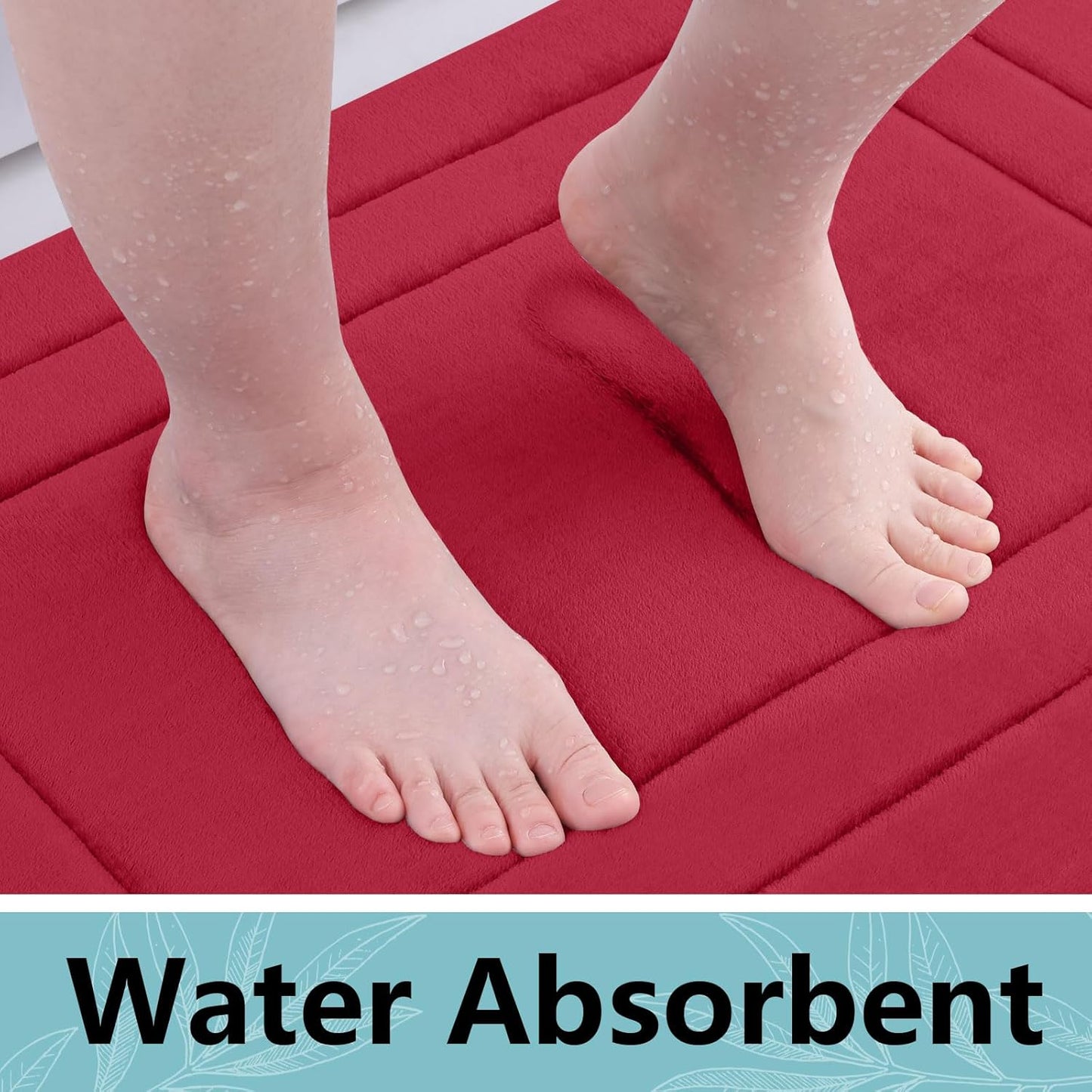 Arotive Memory Foam Bathroom Rug Mat 54x24, Ultra Soft and Absorbent Bath Mat, Machine Wash Dry, Comfortable Bath Rug Carpet for Bathroom Floor, Tub and Shower, Red