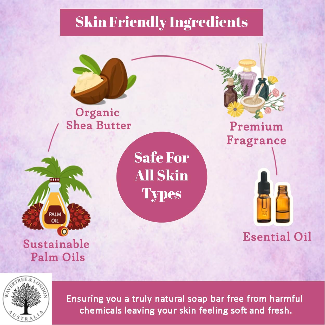 Wavertree & London Sweet Pea & Jasmine Scented Natural Soap (8 Bars), 7oz Moisturizing French Triple Milled Soap Bars enriched with shea butter - Pure Plant Oil Bath & Body Bars for All Skin Types