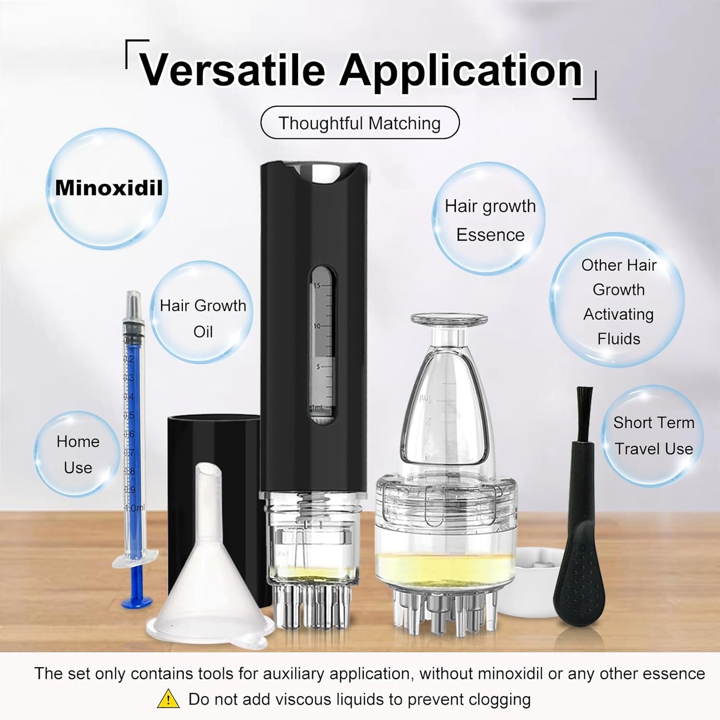 Minoxidil Applicator Comb,2Pcs Scalp Applicator Comb Set,Minoxidil Serum Liquid Massager To Promote Hair Growth,Roller Ball Scalp Massage Comb（Black）