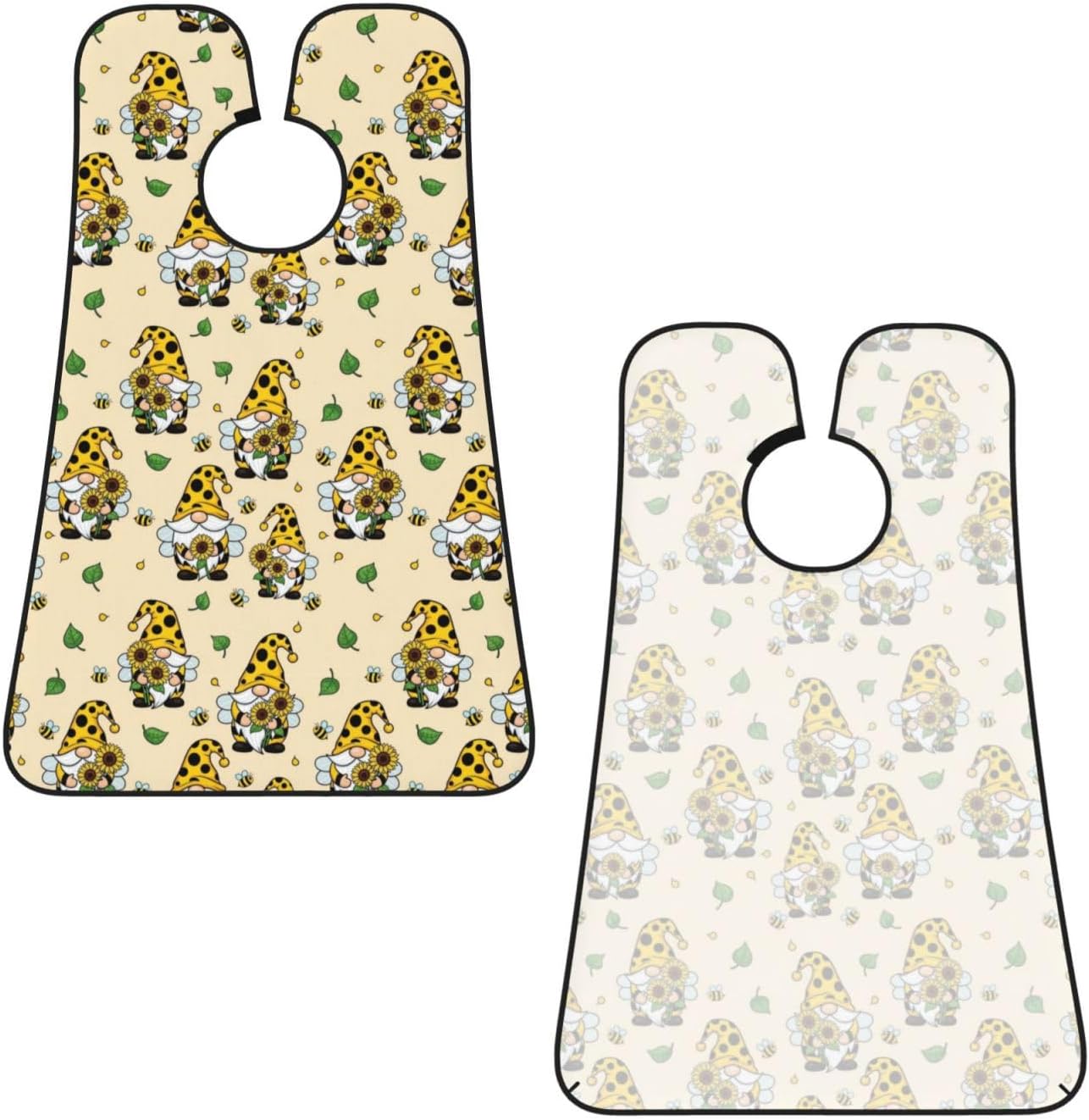 Strong Suction Cup Beard Grooming Bib, Non-Stick Hair Catcher, Waterproof, for Shaving, Gnomes Bees and Sunflowers