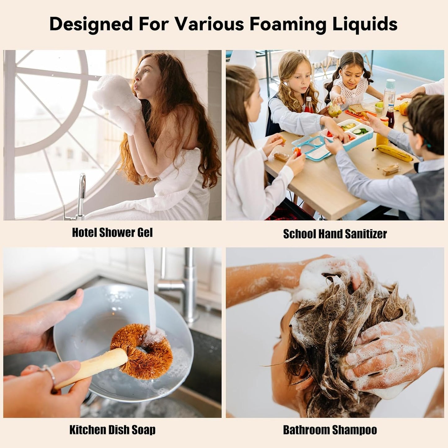 Foaming Soap Dispenser - 12 Oz White Ceramic Foam Hand Soap Dispenser for Bathroom, Face Wash Dispenser Bottle with Matte Silver Foaming Pump, Refillable Lotion Dish Dispenser for Kitchen