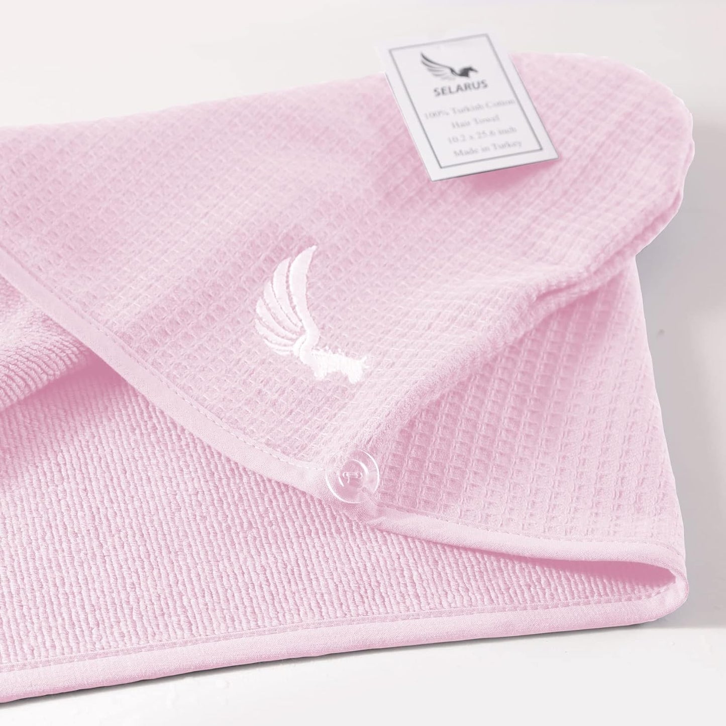 100% Turkish Cotton Hair Towel Wrap for Women,Non Microfiber,400-GSM(Grams per Square Metre),AntiFrizz,Hair Plop Waffle Towels for Curly,Long&Thick Hairs,Turban Head Wrap,1Pack10x26inc