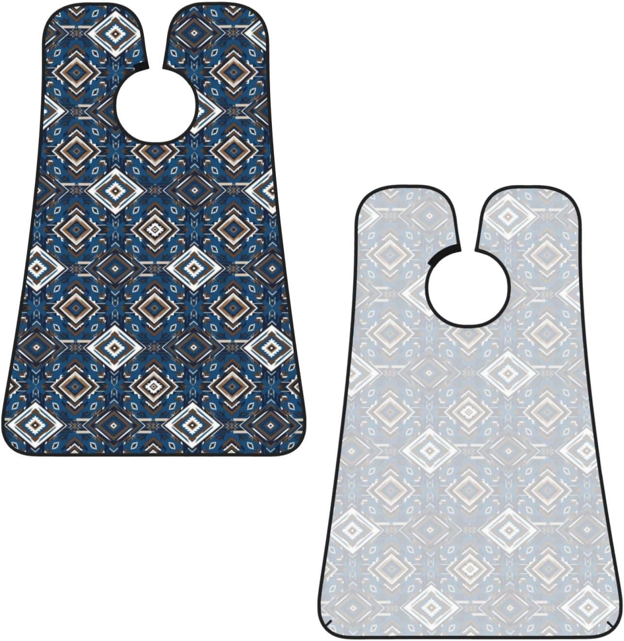 Beard Trimming Catcher Apron, Waterproof Non-Stick Grooming Bib for Shaving, Ideal for Men Dad Father’s Day, Blue Geometric Tribal Navajo Aztec Ethnic Shave Bib