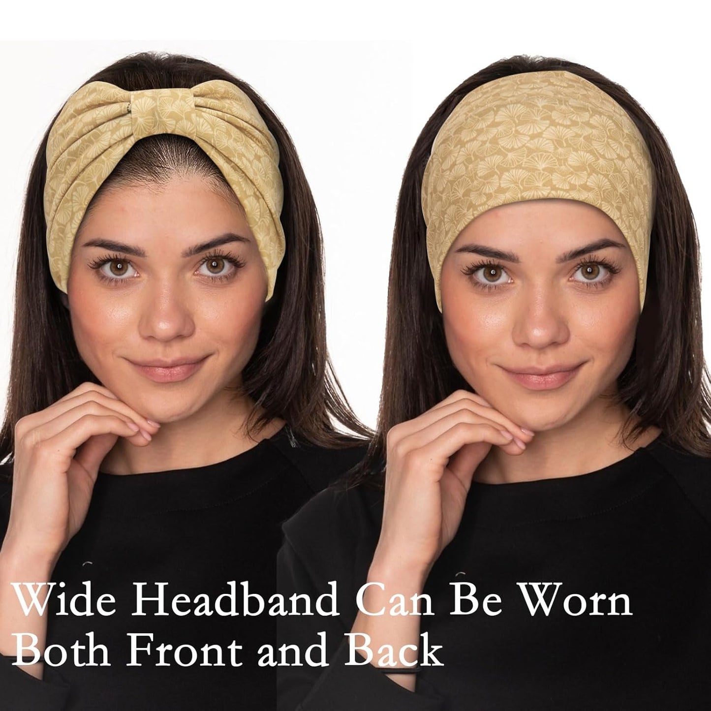 Cobahom 6Pcs Wide Headbands for Women Non Slip Soft Fabric Hair Wrap Boho Head Bands Elastic Sport Hair Bands for Workout Yoga Running (Leaf Pattern)
