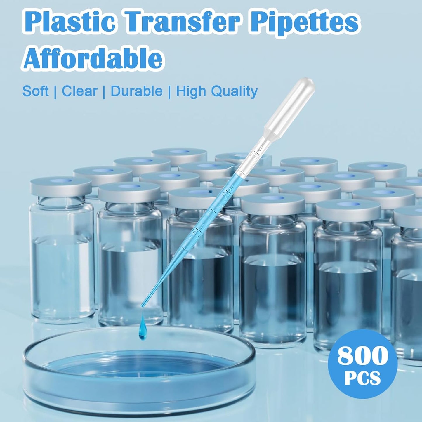 800Pcs Essential Oil Transfer Dropper Pipettes, 3ML Disposable Graduated Pipettes, Graduated Calibrated Lab Pipette for Scientific Experiment, Essential Oils, Make up Tool