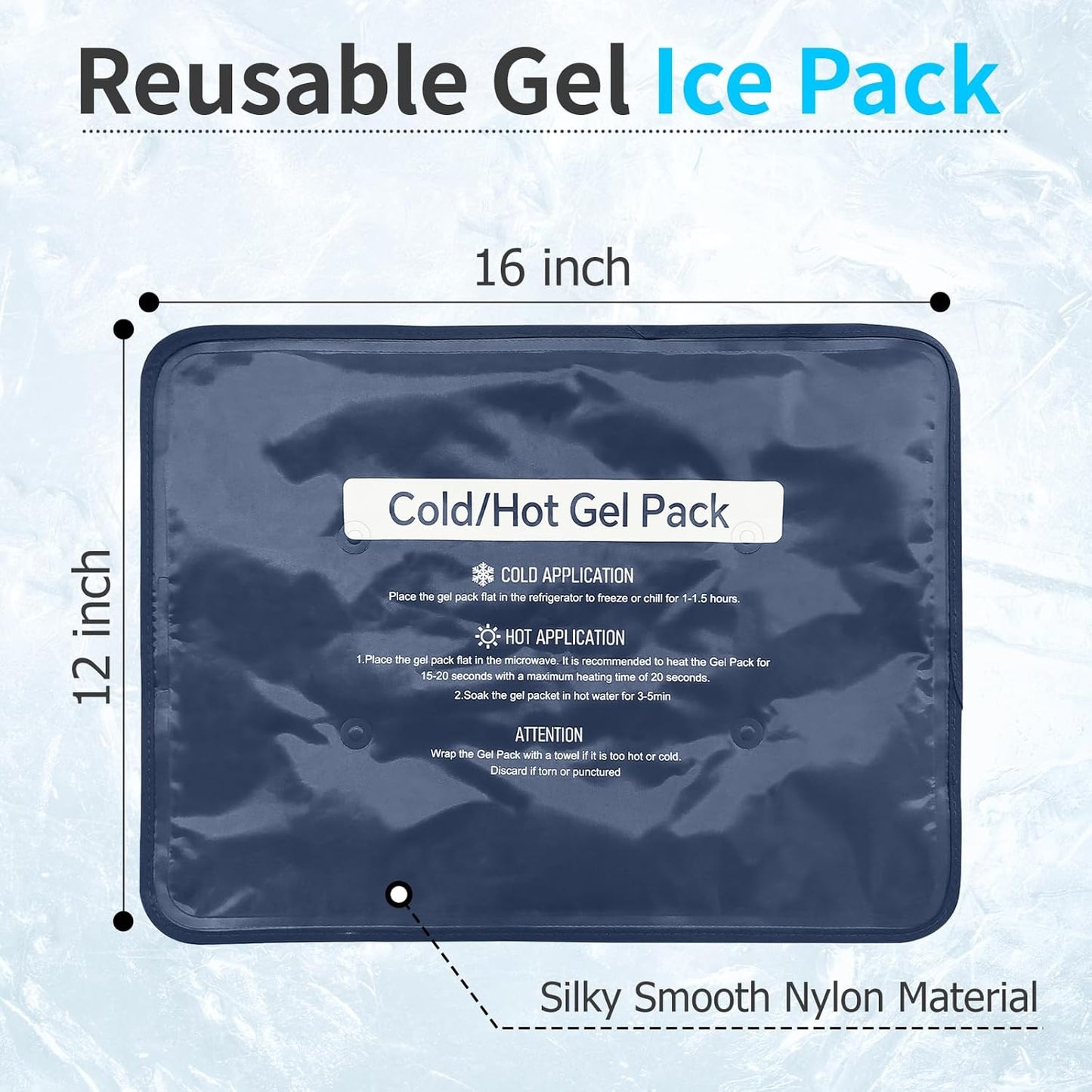 Hot & Cold Gel Packs for Pain Relief 12x16 Inch Ice Packs Reusable Blue Cold Packs for Swelling, Bruises, Injuries, Surgery, Toothache