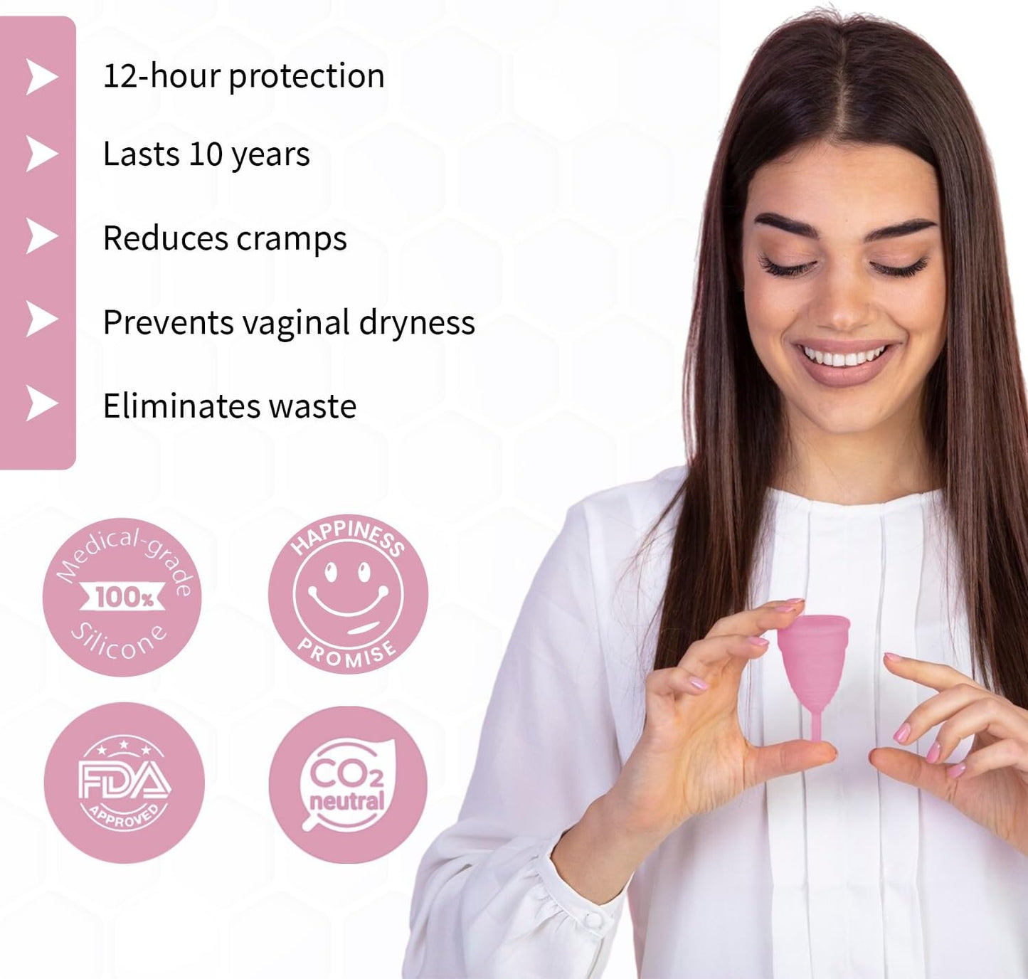 Angel's Peel Lounge Menstrual Cup for Women - 100% Medical-Grade Leak-Free Soft & Flexible Silicone Cup - 12 Hour Leak Protection Eco-Friendly & Reusable Period Cups for Women - Pink - Small