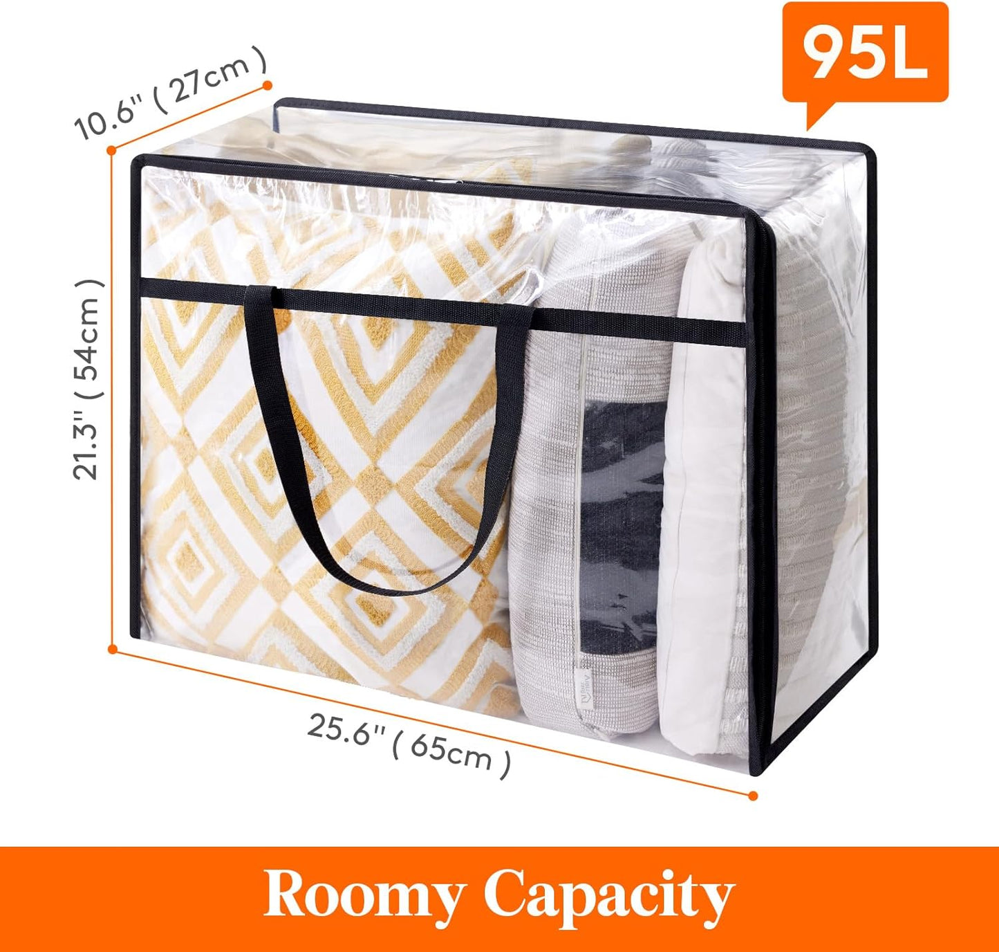Lifewit 3 Pack Clear Clothes Storage Bags, 95L Plastic Blanket Storage Bag, Vinyl Foldable Moving Bags with Zipper，Closet Organizers and Storage Containers for Comforter, Bedding, Duvet, Pillow