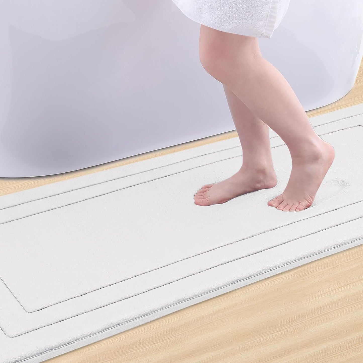 Arotive Memory Foam Bathroom Rug Mat 70x24, Ultra Soft and Absorbent Bath Mat, Machine Wash Dry, Comfortable Bath Rug Carpet for Bathroom Floor, Tub and Shower, Ivory