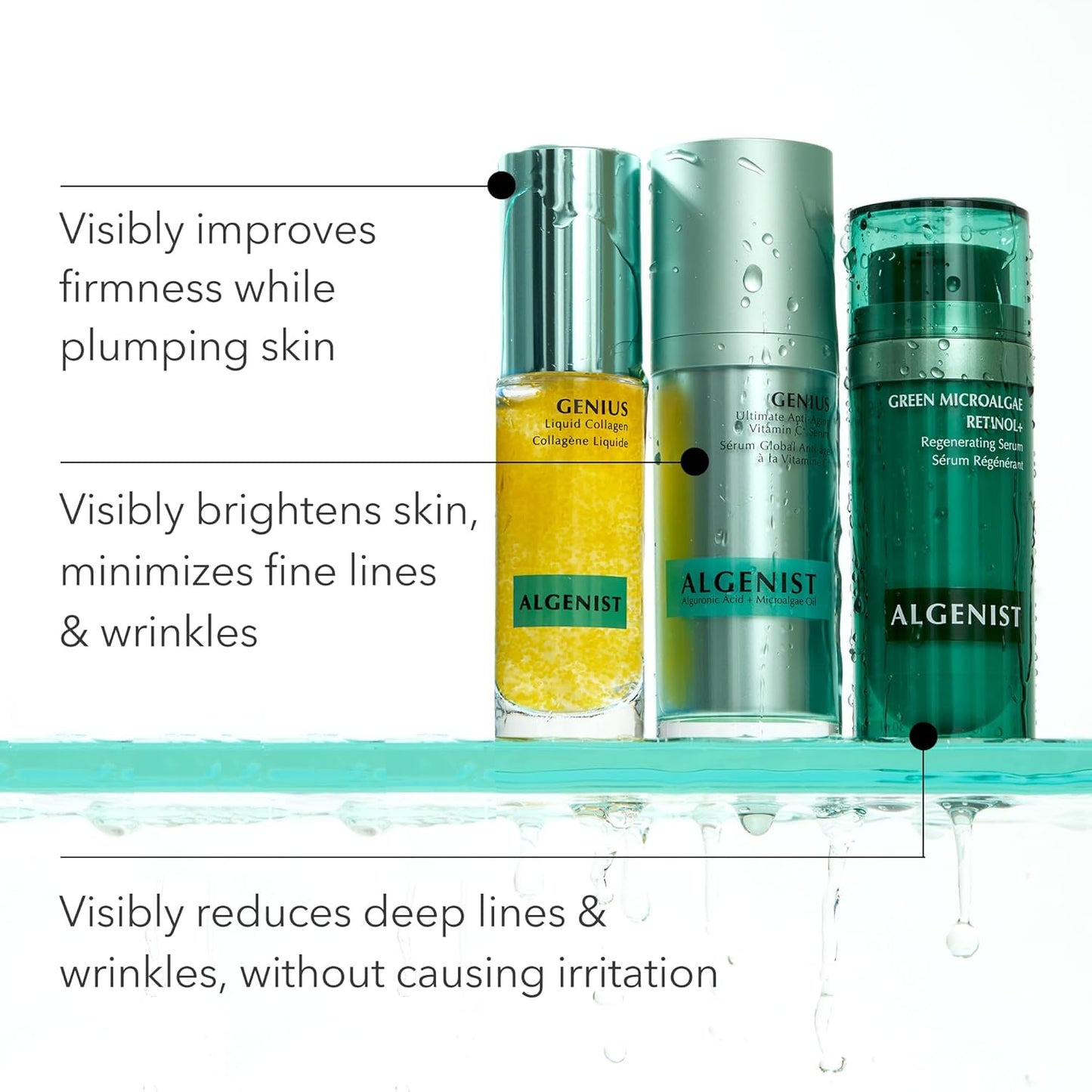 Algenist GENIUS Liquid Collagen Serum - Firming and Hydrating Face Serum with Collagen + Vitamin E - Helps Visibly Minimize Fine Lines + Wrinkles and Improve Elasticity (30ml)