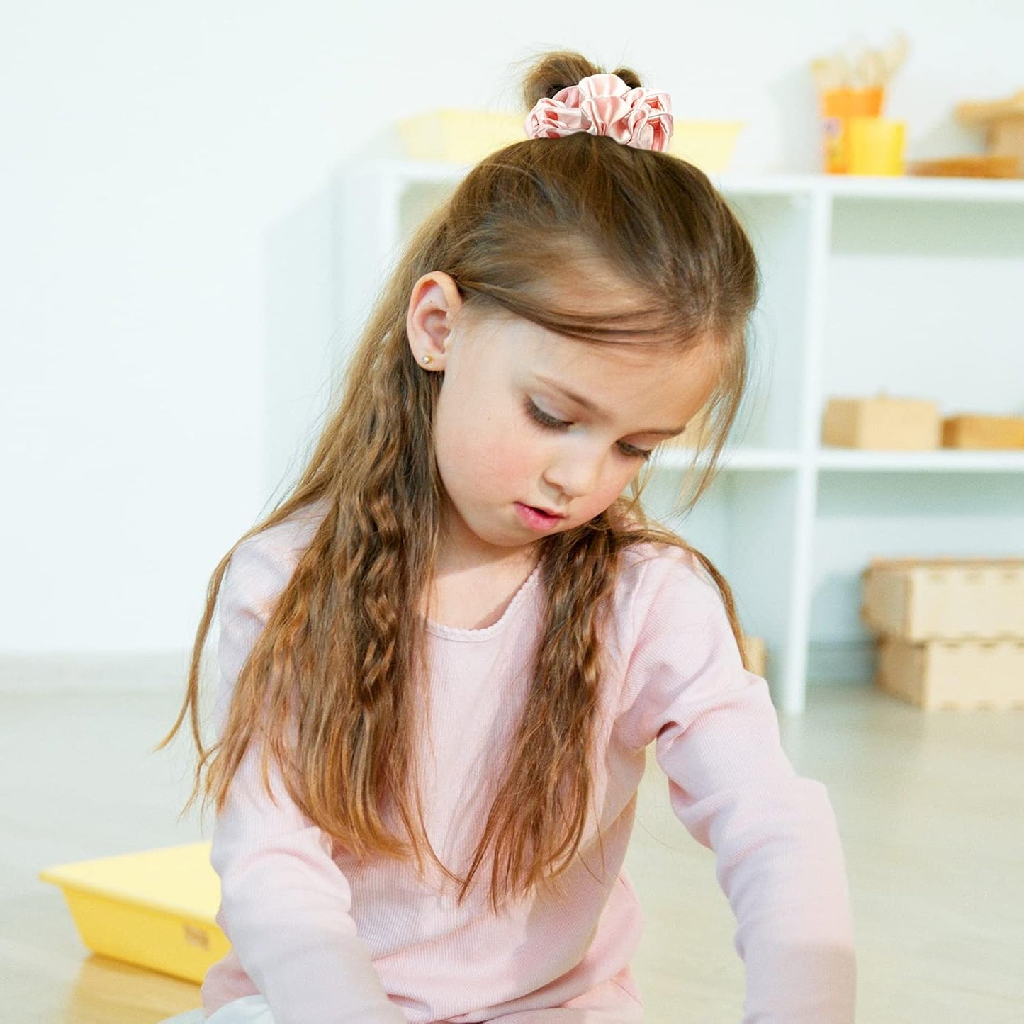 Lolalet Scrunchies for Women, Satin Hair Softer Than Silk Ties Sleep, Big Scrunchy Ponytail Holder with Elastic Bands Girls Thick Thin Curly -6 Pack, Style A