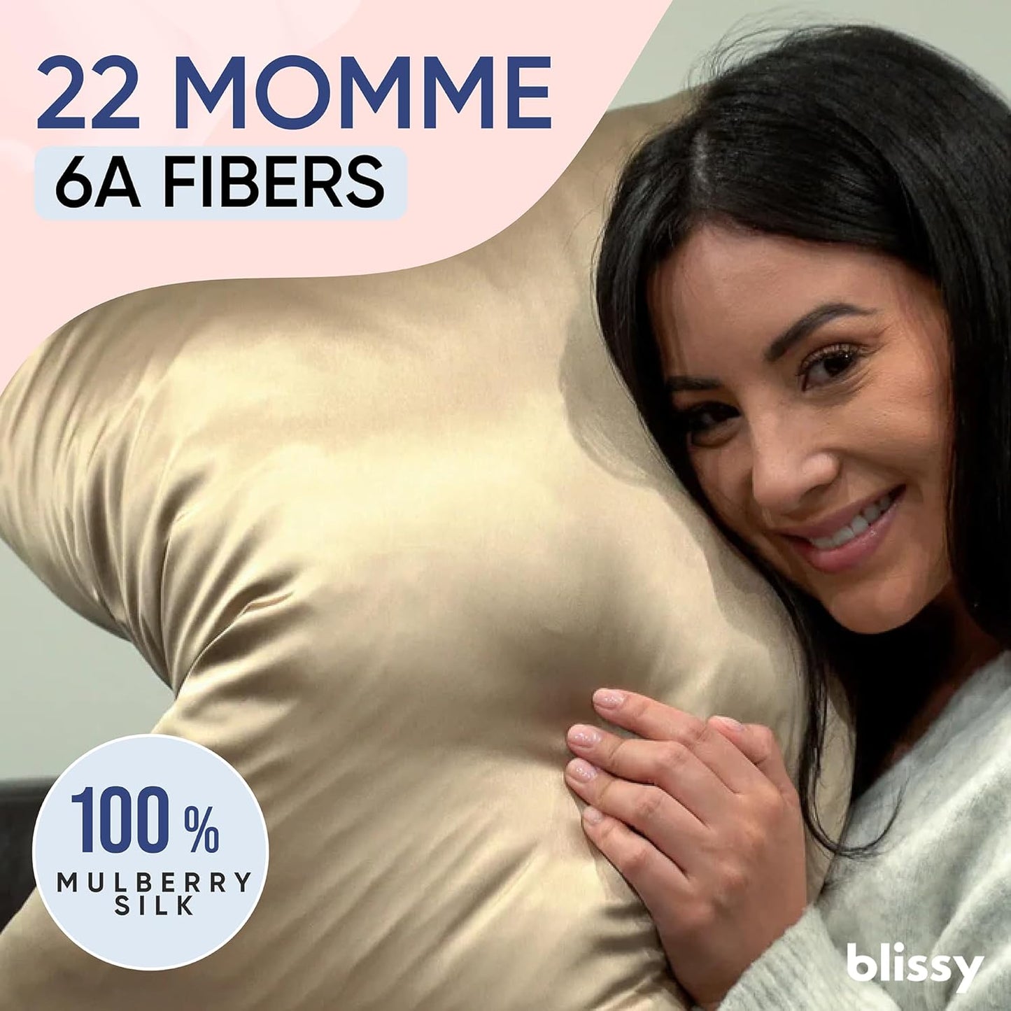 Blissy Silk Pillowcase - 100% Pure Mulberry Silk - 22 Momme 6A High-Grade Fibers - Silk Pillow Cover for Hair & Skin - Regular, Queen & King (Taupe, Standard)