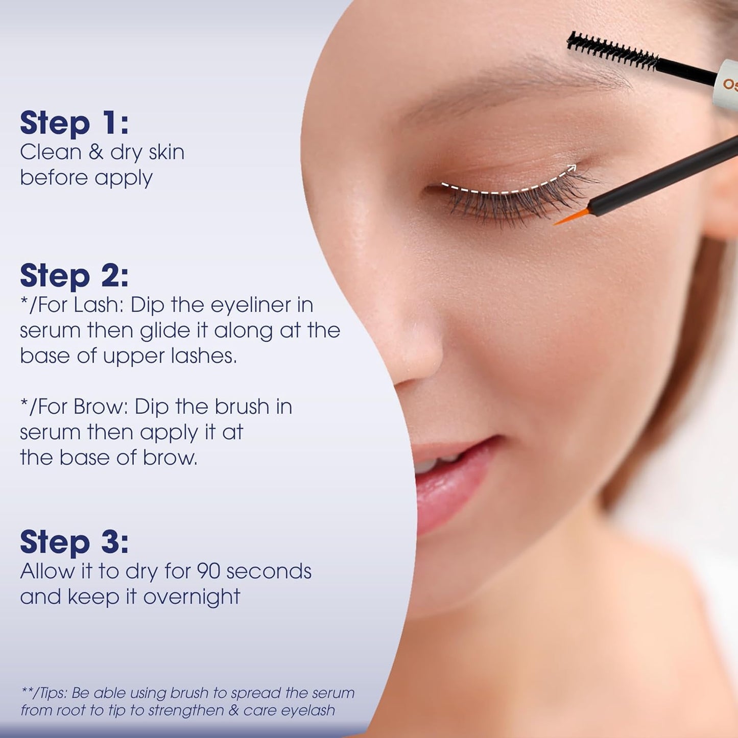 Eyebrow & Eyelash Growth Serum for Sensitive Eyes (2 in 1) - Peptide, Castor Oil & Natural Extract in Formula to Strengthen Thicken Lengthen Lash and Brow - 3mLx2 for 3 Months Supply