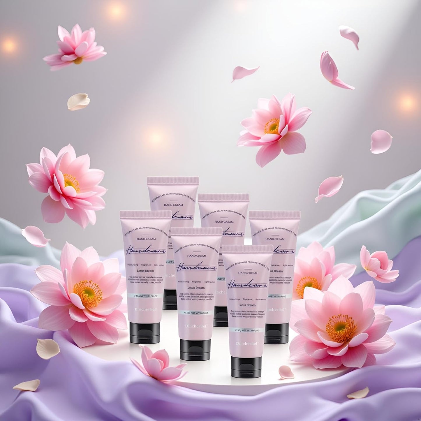 6 Pack Travel Size Hand Cream Set - 1 oz Moisturizing Lotion for Dry Cracked Hands, Lotus Dream Scented Hand Lotion Gift for Women, Nurses, Teachers, Bridesmaids Gifts